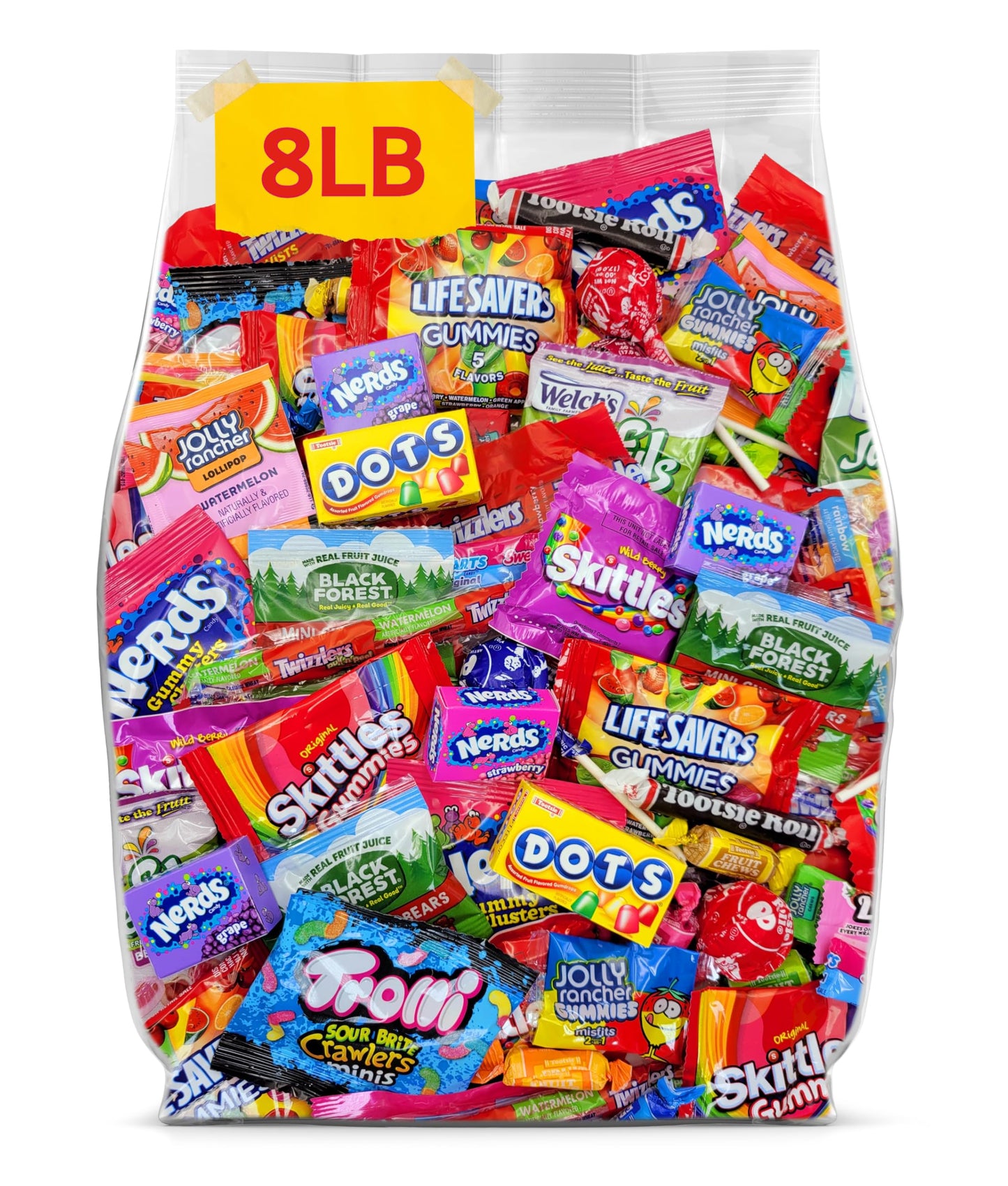 Assorted Candy Variety Pack - 8lb Individually Wrapped Candy for Christmas Stocking Stuffers  Party Favors  Goodie Bags  Piata Candies - 8 Pounds of Mixed Candies Bulk Pack