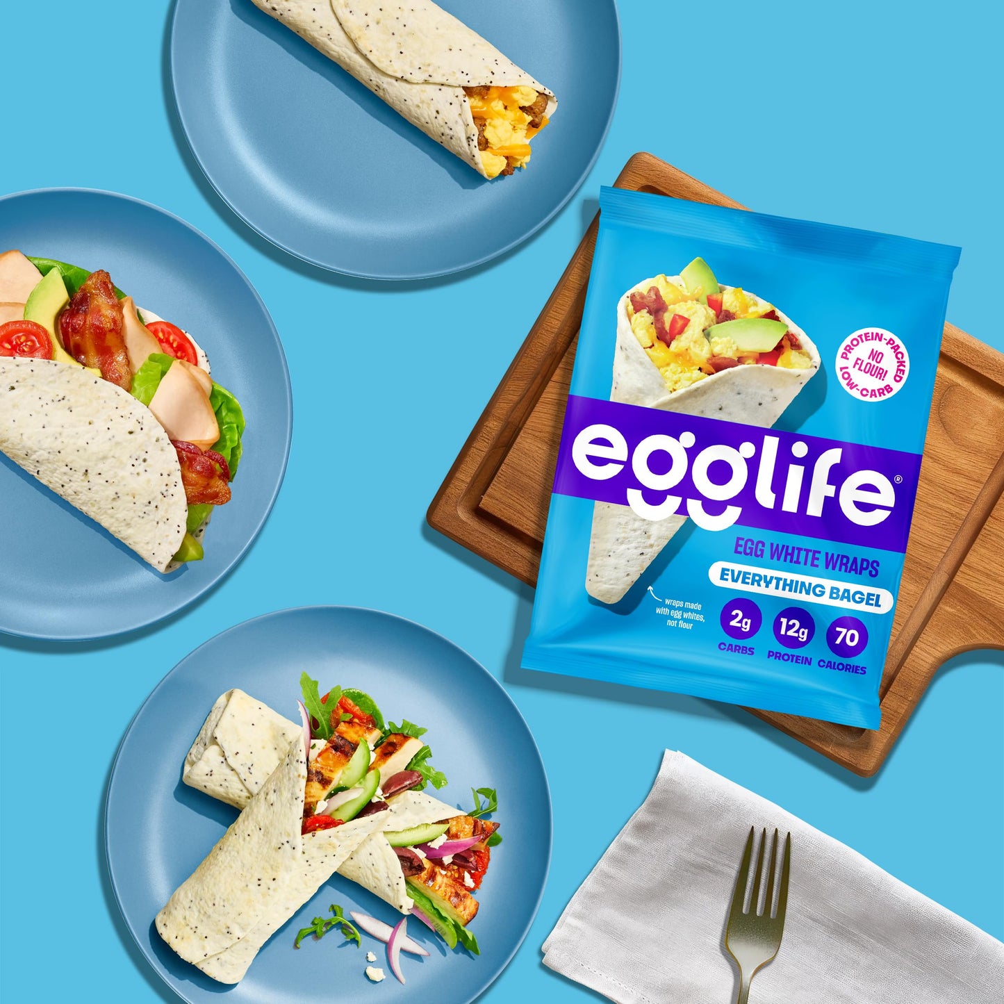 Egglife Everything Bagel Egg White Wraps - (6 Count) - Refrigerated, Flourless, Gluten Free Wraps - Low Carb Tortilla Alternativ