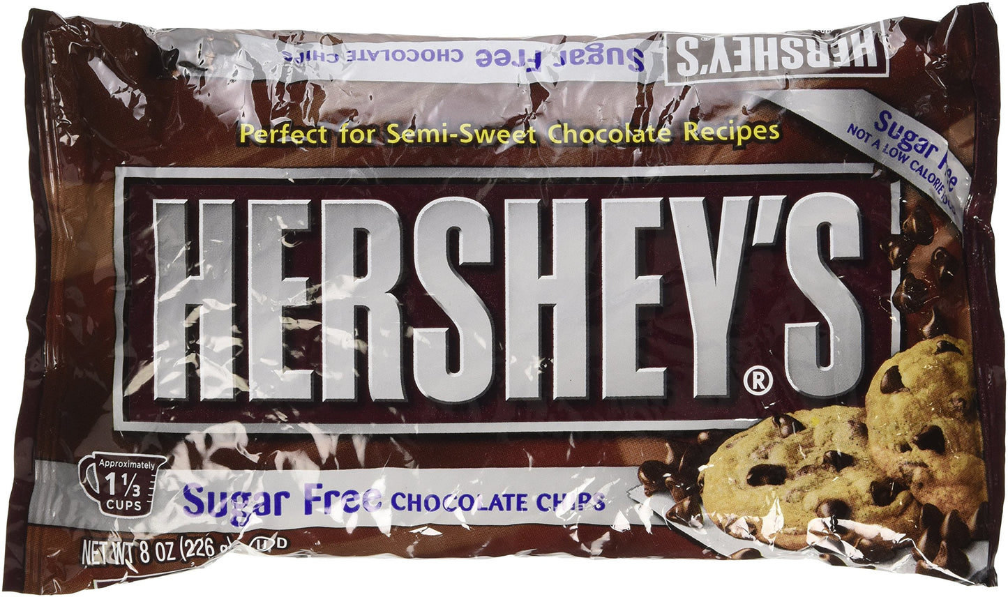 Hersheys Baking Chips Chocolate Semi Sweet Sugar Free, 8-Ounce Bags (Pack of 6)