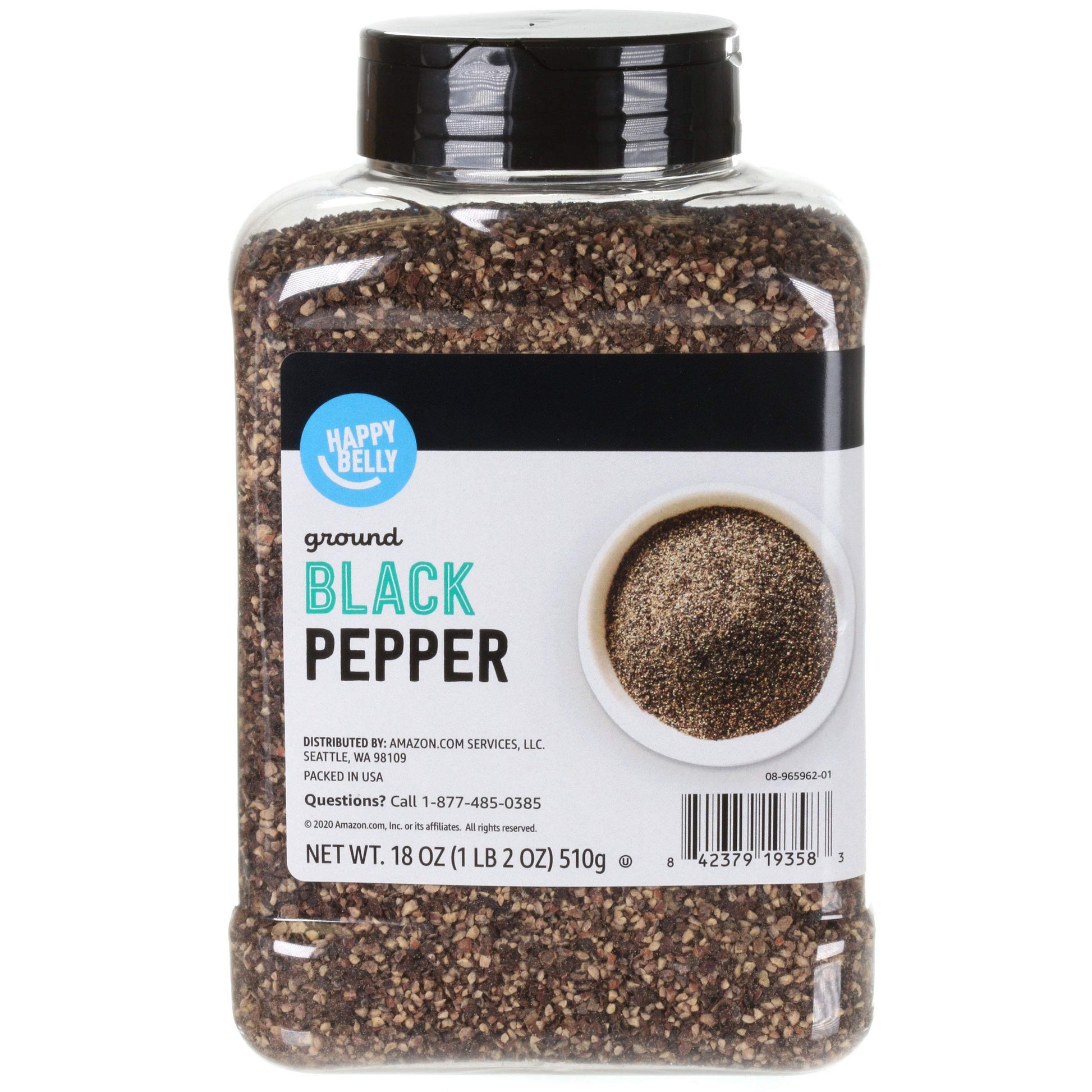 Happy Belly Ground Black Pepper, 18 Oz, Pack of 1, Previously Amazon Fresh