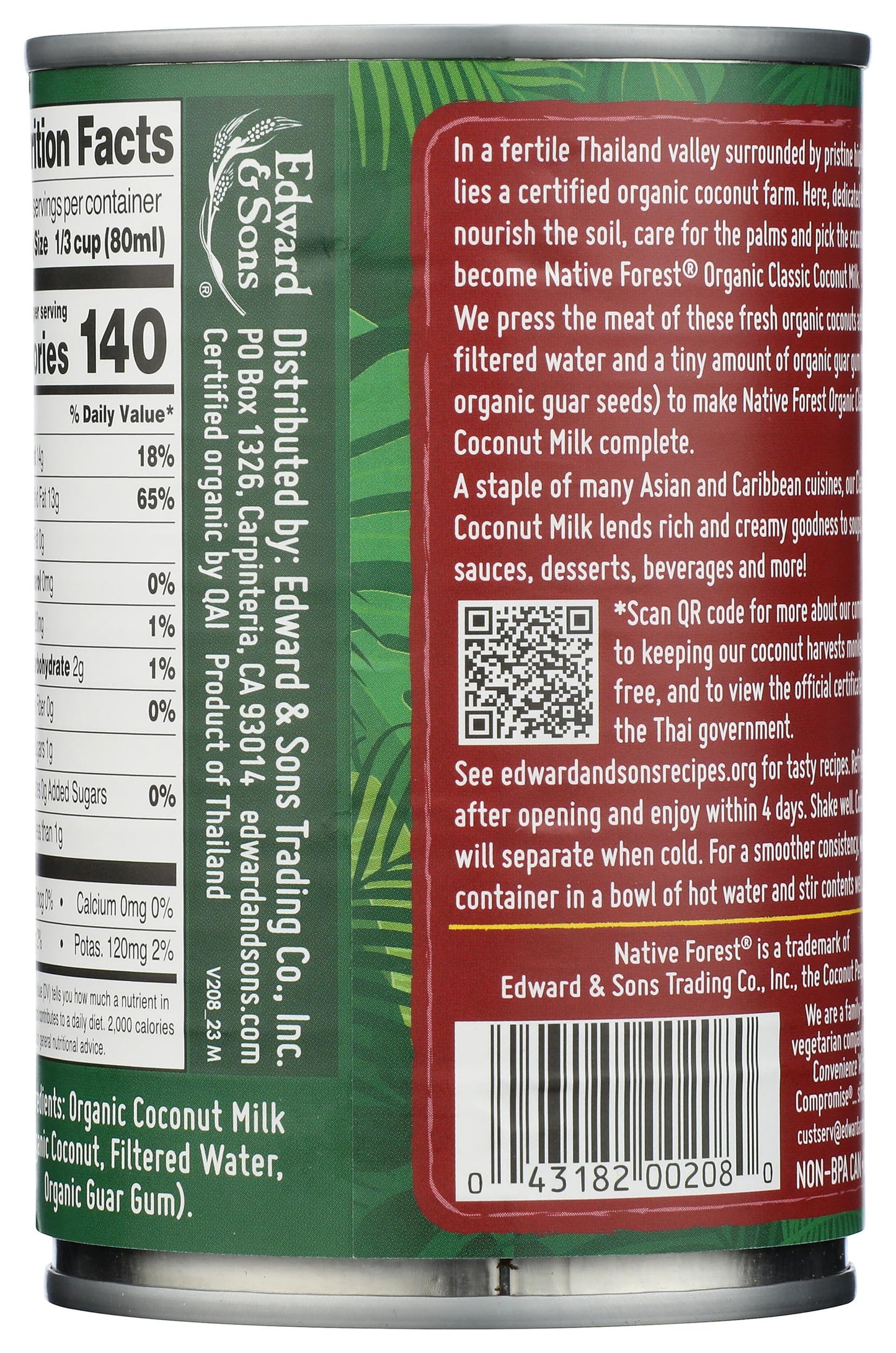 Native Forest Unsweetened Classic Coconut Milk, Organic, 13.5 Fl Oz