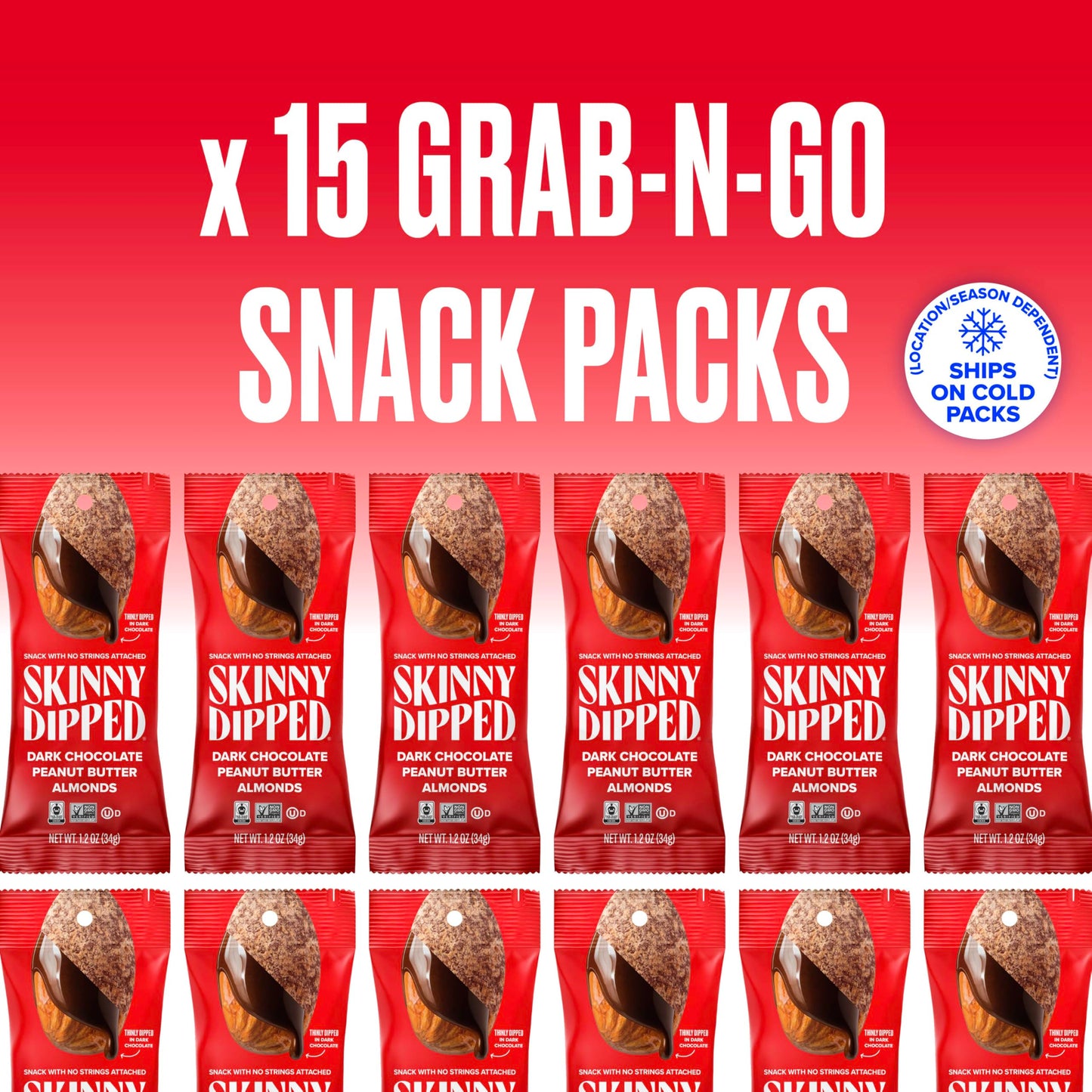 SkinnyDipped Dark Chocolate Peanut Butter Almonds, Chocolate Covered Almonds, Low Sugar, Gluten Free, Healthy Snack, 1.2 Ounce B