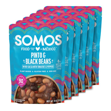SOMOS Pinto & Black Beans - Gluten Free, Non-GMO, Vegan Ready-to-Eat Microwavable Meals - Delicious, Healthy & Plant Based Conve