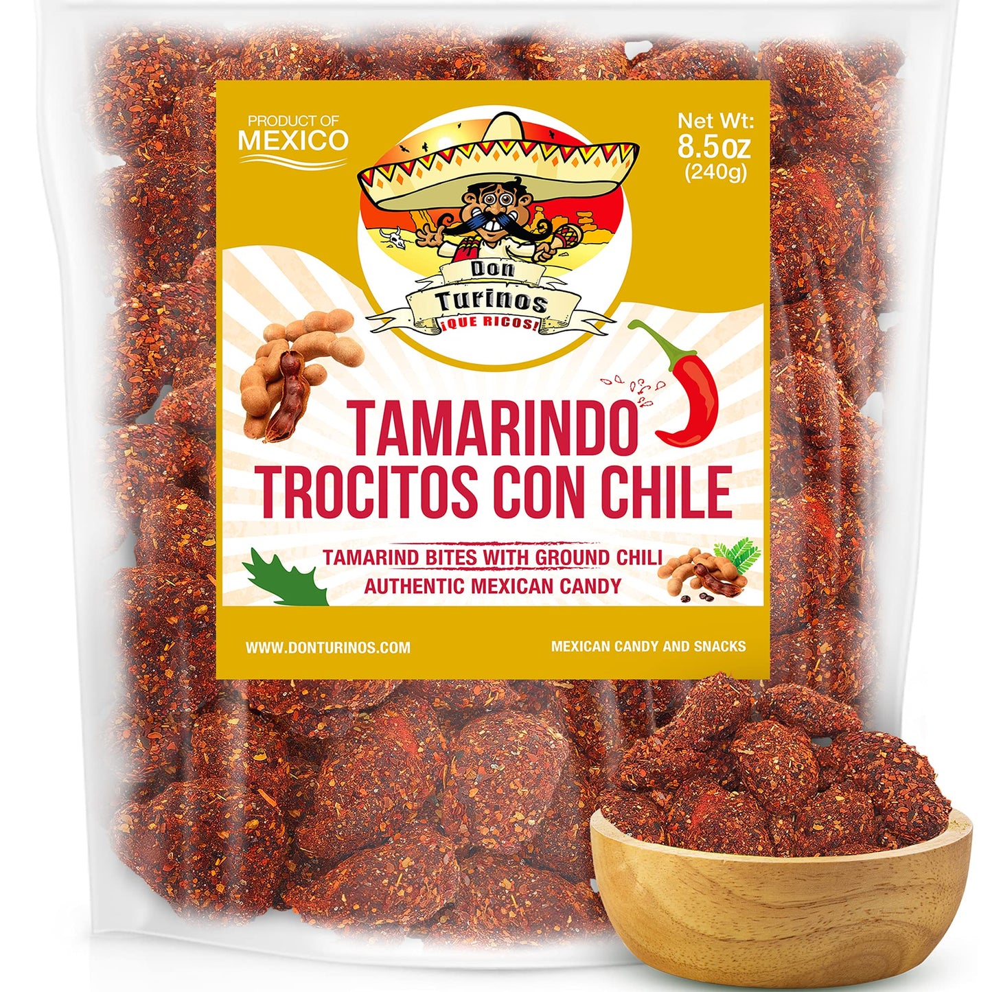 Tamarindo De Frutas Con Chile  Authentic Mexican Tamarind Candy With Chili  Sweet  Tangy And Spicy. Dulce De Tamarindo 8.5 Oz. Bag By Don Turinos