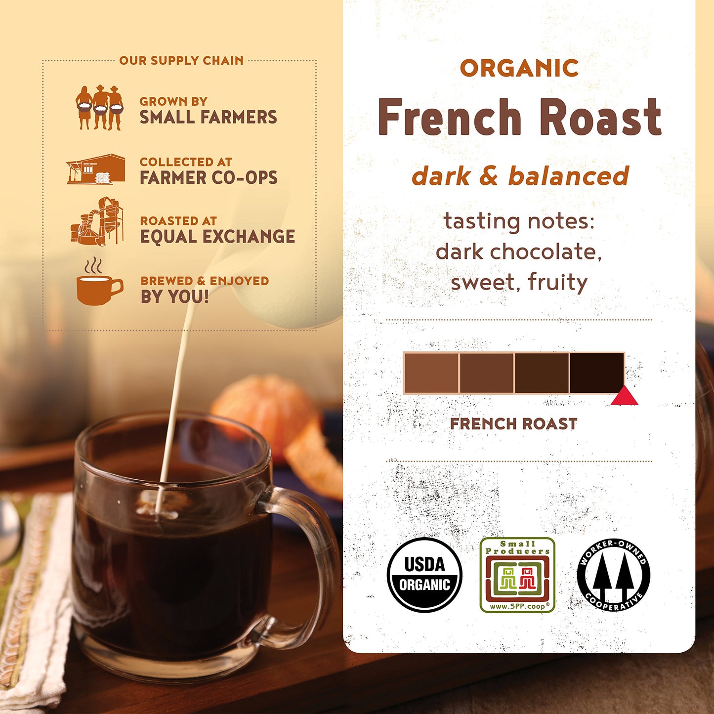 Equal Exchange Organic Whole Bean Coffee, French Roast, 10 Ounce (Pack Of 3)
