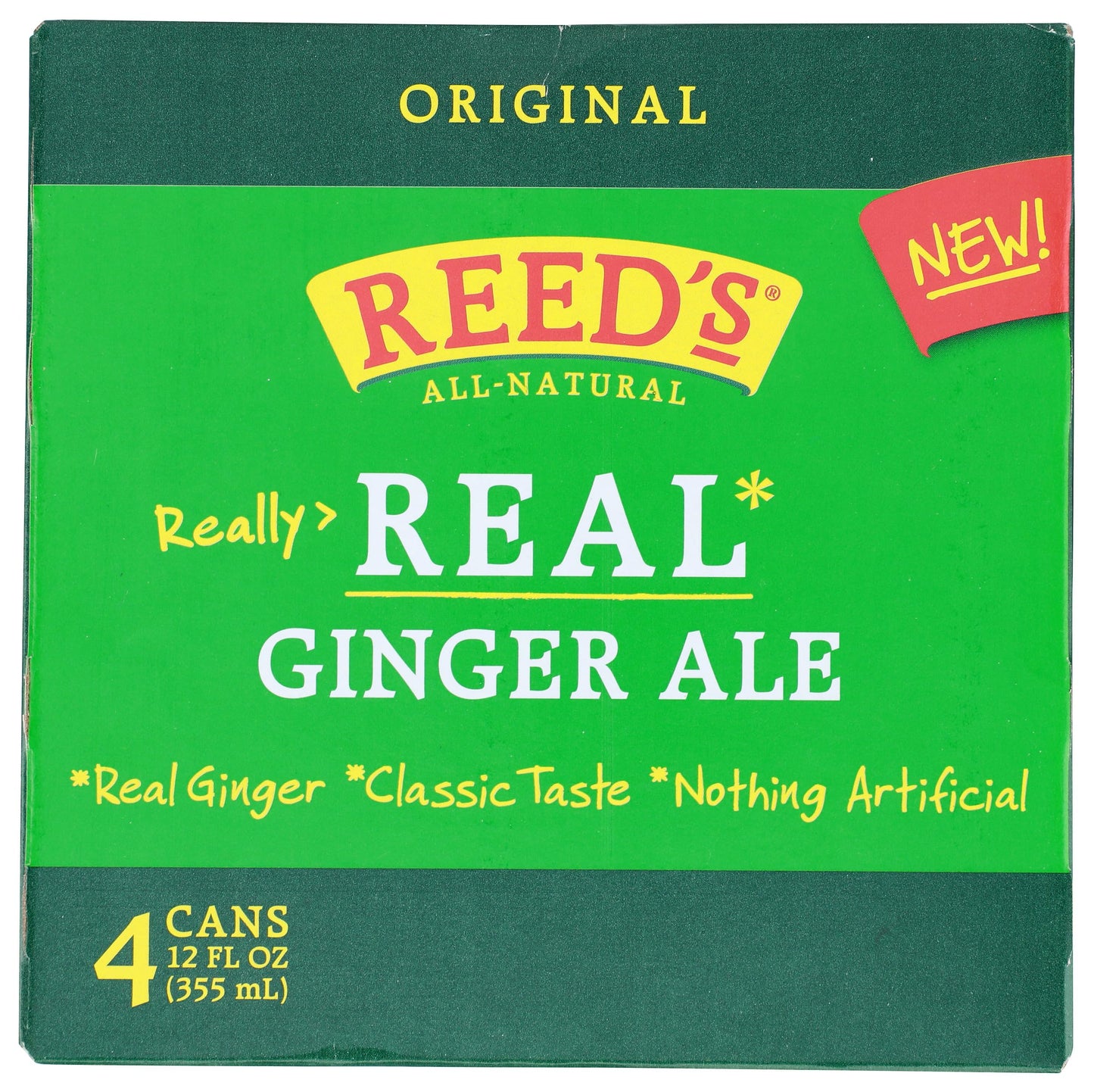 Reeds Ginger Ale Soda, Real Ginger Brew, 12 Fl Oz, 4 Pack, Model 8274665000