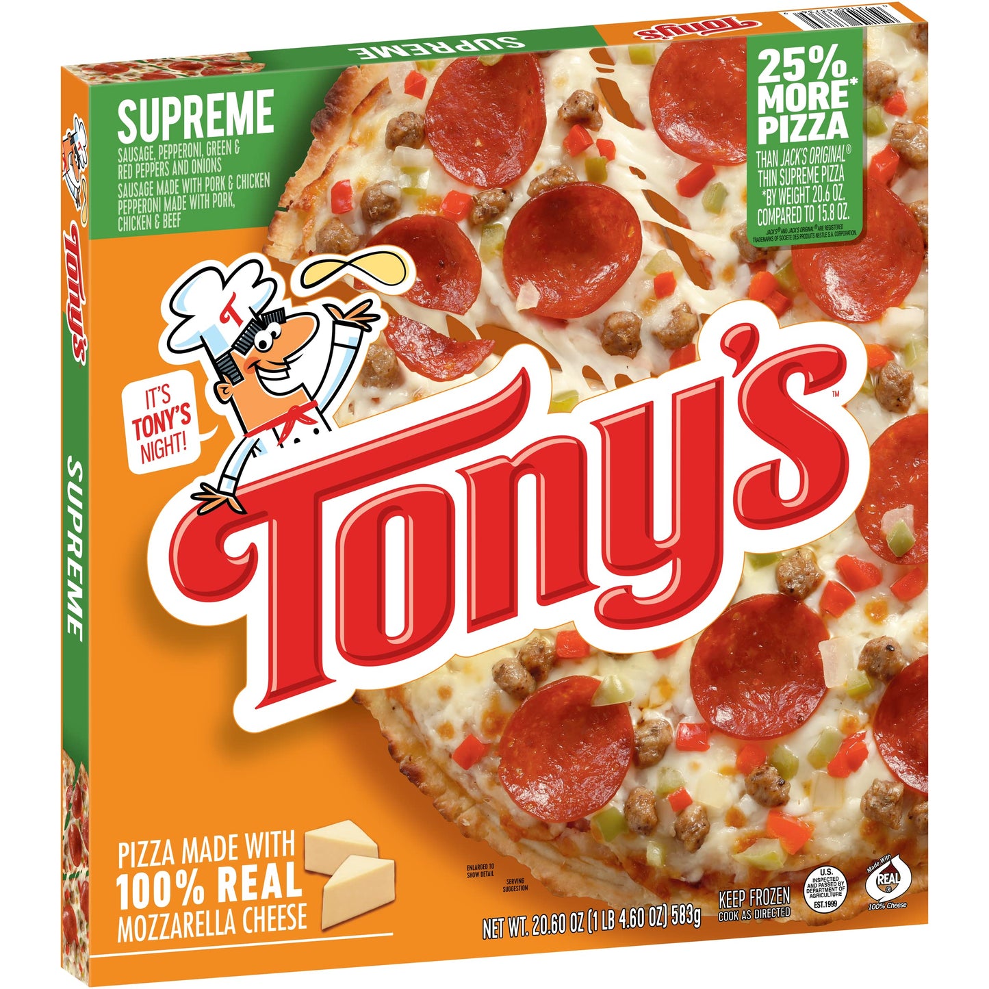 Tonys Pizzeria Style Pizza Supreme, 20.6 Ounce -- 16 Per Case.
