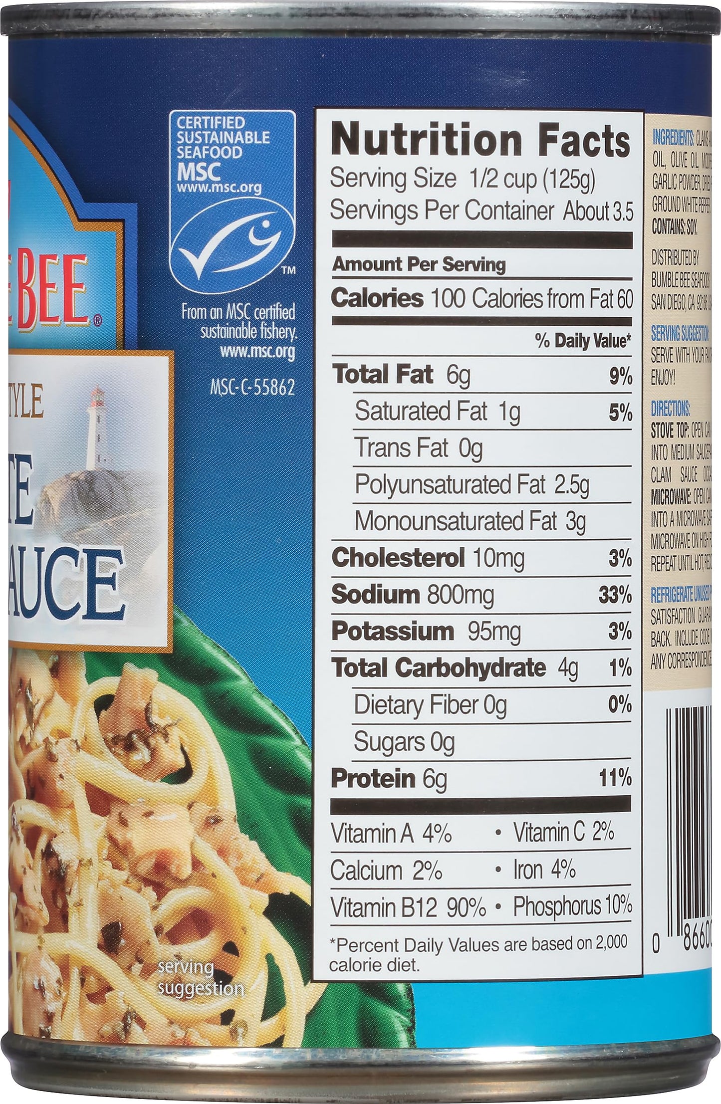 Bumble Bee Snow'S Italian Style White Clam Sauce, 15 Ounce (Pack Of 12) - Authentic Italian Clam Sauce - Made With Fresh Clams,