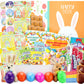 Easter Snack Yellow Box (58 Count) Filled with Treats, Peelable Gummies, Marshmallow Gummies, Easter Bunny and More, Great Packa