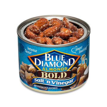 Blue Diamond Almonds Salt N Vinegar Flavored Snack Nuts, 6 Oz Resealable Cans (Pack of 12)