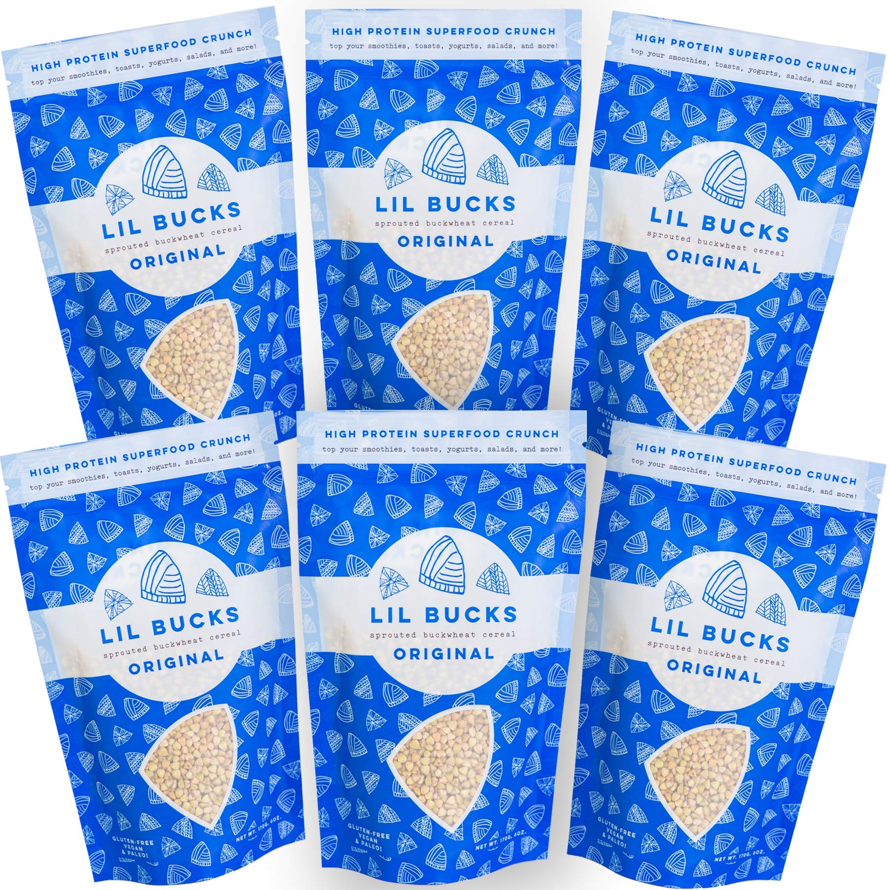 Lil Bucks Buckwheat Seeds - Gluten-Free Granola, High Protein, Low Sugar, Organic, 6 Ounce (Pack of 6)