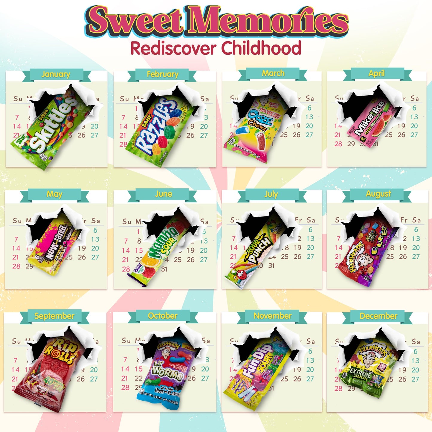 RETRO CANDY YUM Super Sour Candy Variety Pack - 16 Piece Assortment - Assorted Sour Candy Box for Gifts and Celebrations