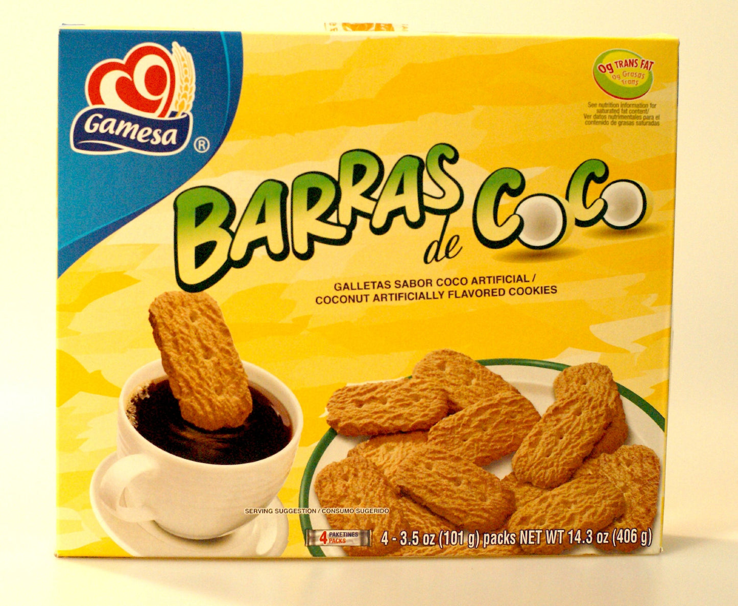 Gamesa, Cookie Barras De Coco, 14.3 Oz, (Pack Of 12)