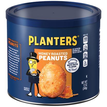 PLANTERS Honey Roasted Peanuts, 12 oz Jar, Planters Honey Roasted Peanuts