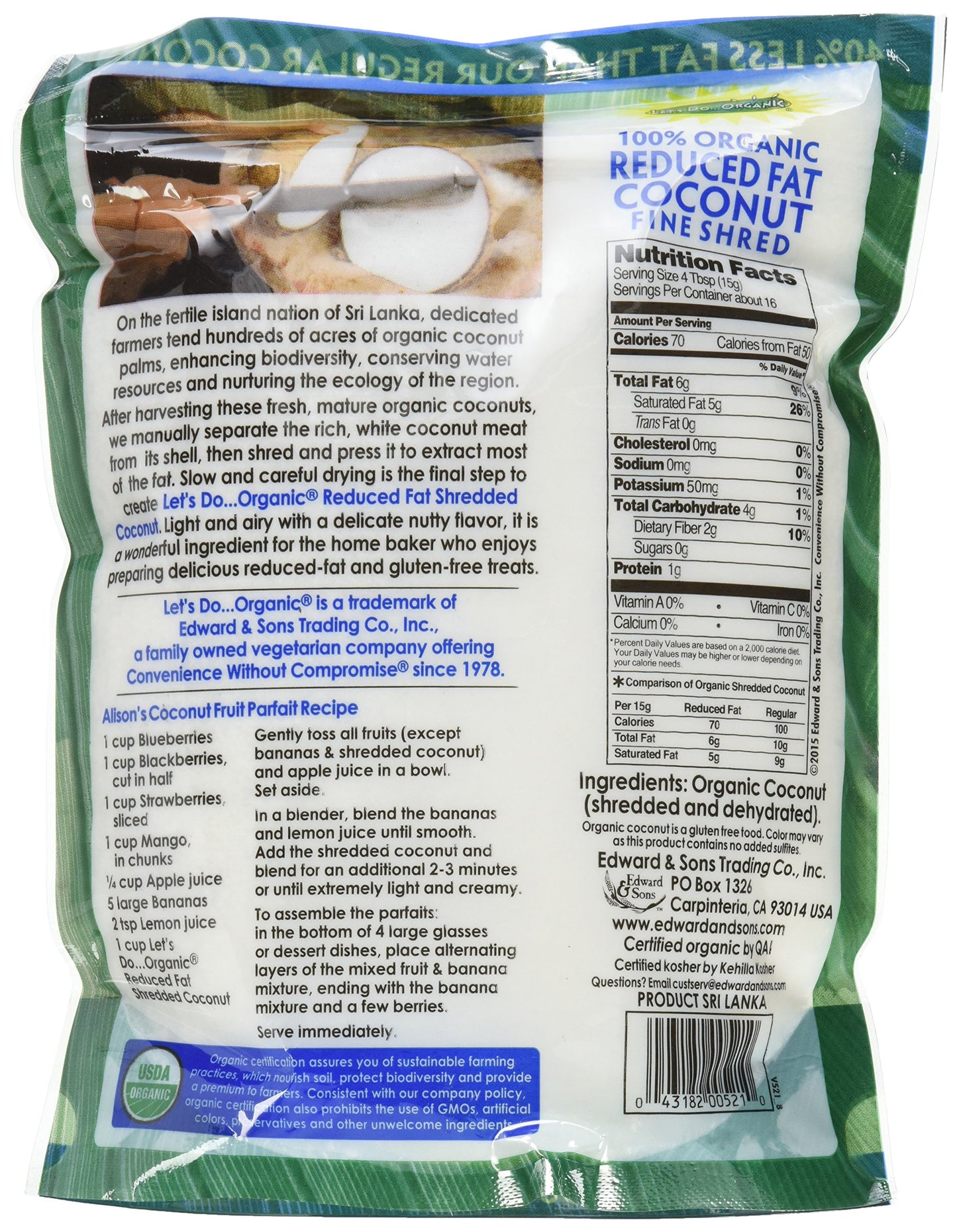 Let'S Do Organic Lite Coconut, Shredded, 8.8 Ounce