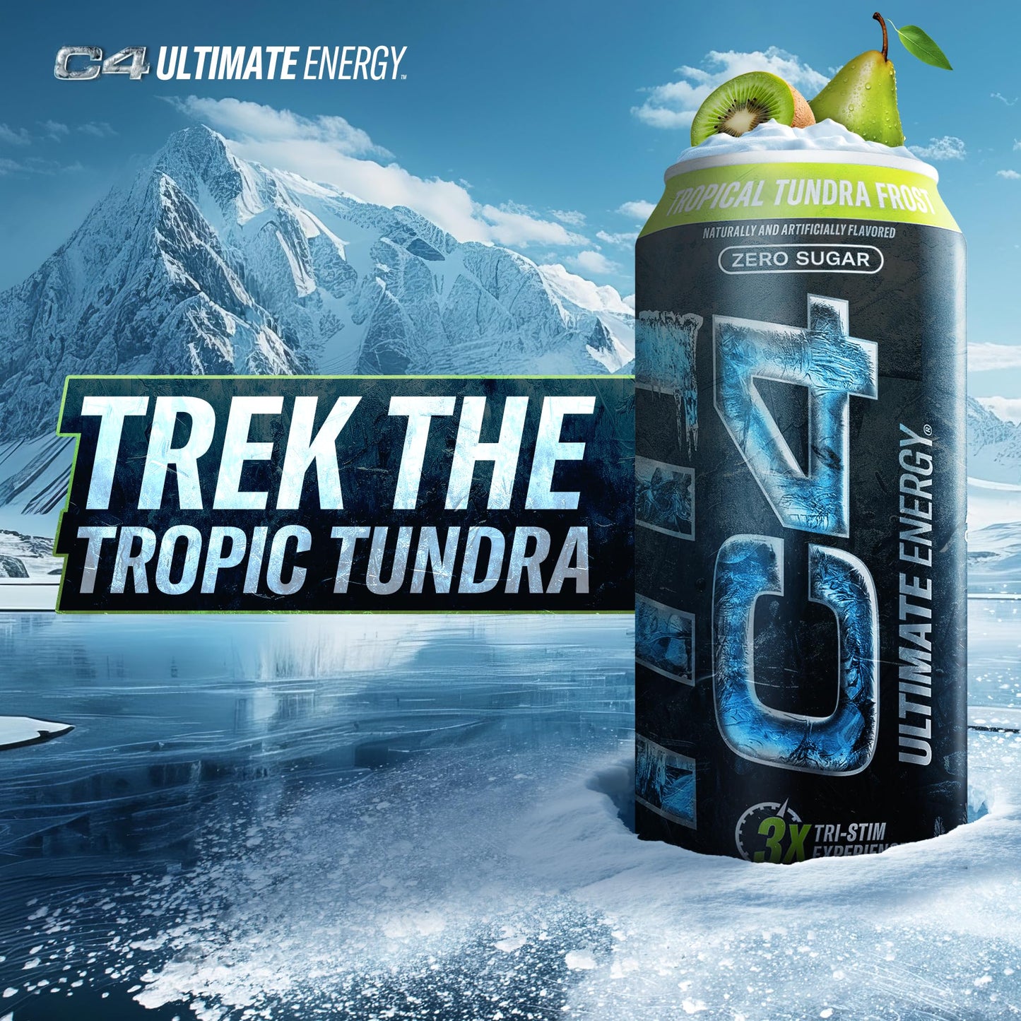 Cellucor C4 Ultimate Pre Workout Energy Drink - Sugar Free, 300mg Caffeine, Tropical Tundra Frost, 16 Fl Oz (Pack of 12)