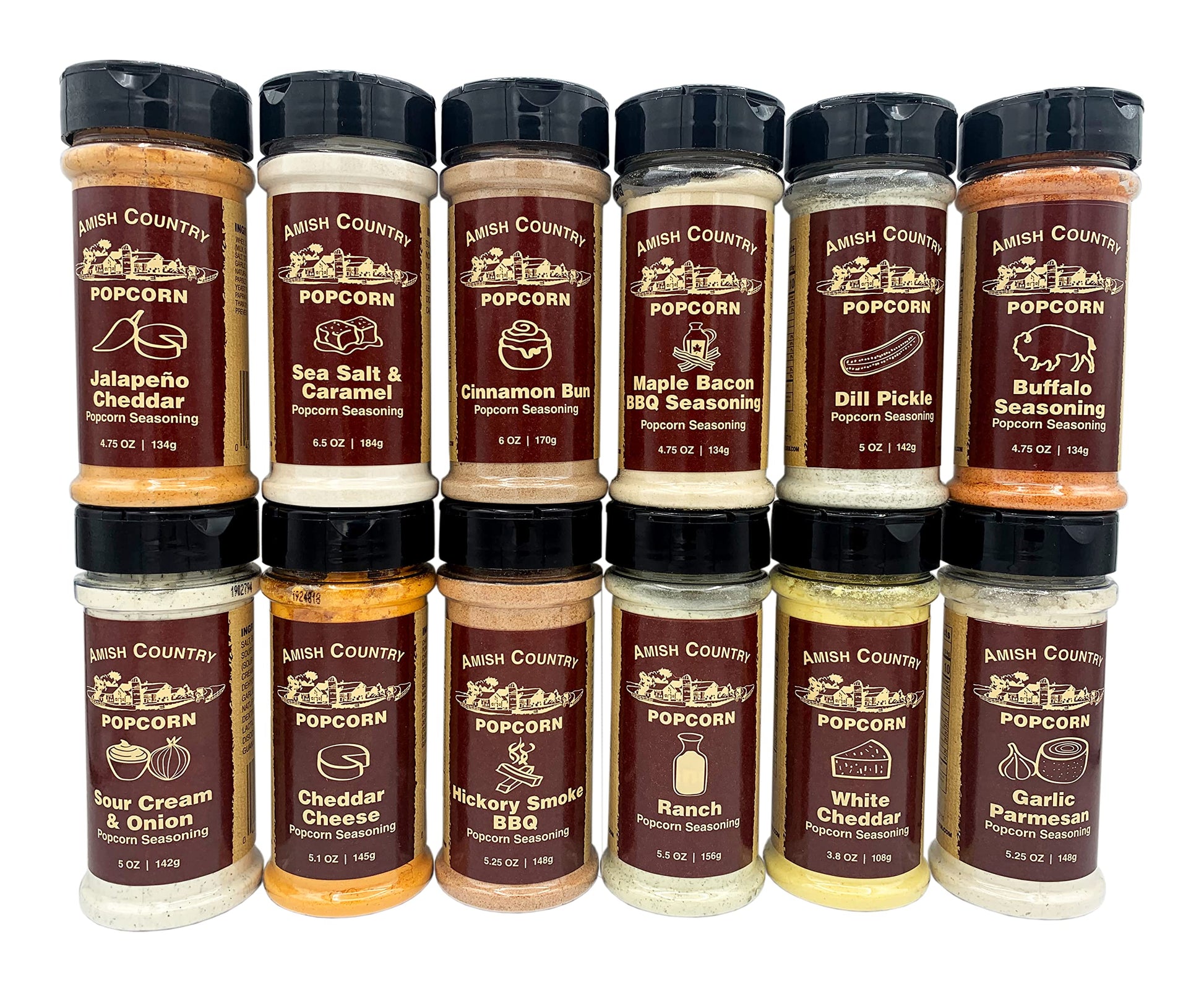 Amish Country Popcorn | 12 Pack Mixed Seasoning Bundle | Old Fashioned, Non-GMO and Gluten Free