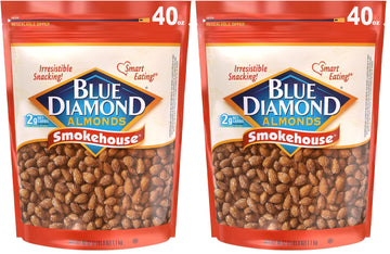 Blue Diamond Almonds Smokehouse Flavored Snack Nuts, 40 Oz Resealable Bag (Pack of 2)