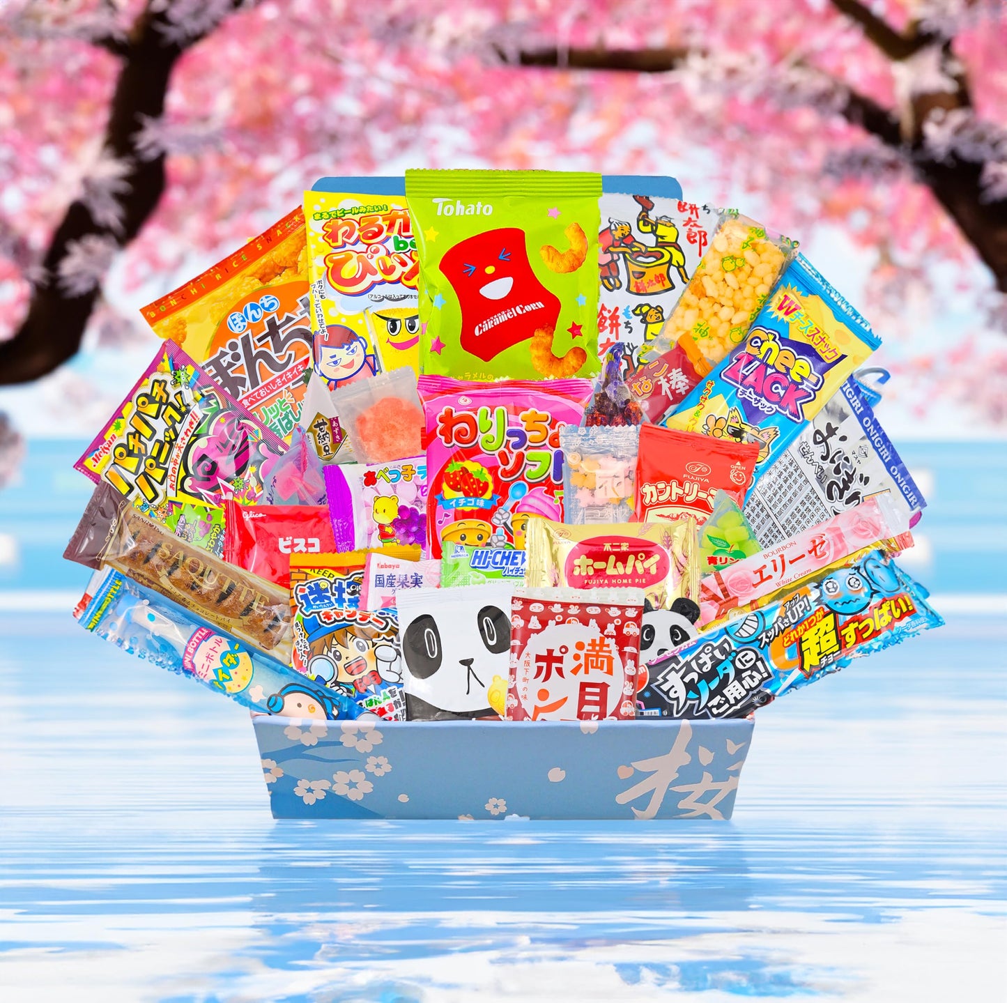 Sakura Box Japanese Snacks & Candy Dagashi Gift Set - 30 Pieces with English Pamphlet