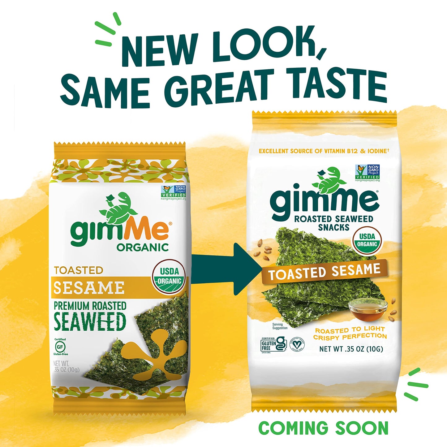 Gimme Seaweed - Toasted Sesame - 12 Count Sharing Size - Organic Roasted Seaweed Sheets - Keto, Vegan, Gluten Free - Great Sourc