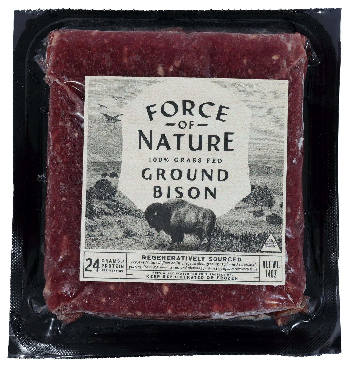Force Of Nature Meats 100% Grass Fed, Regenerative Bison Grind, 14 oz