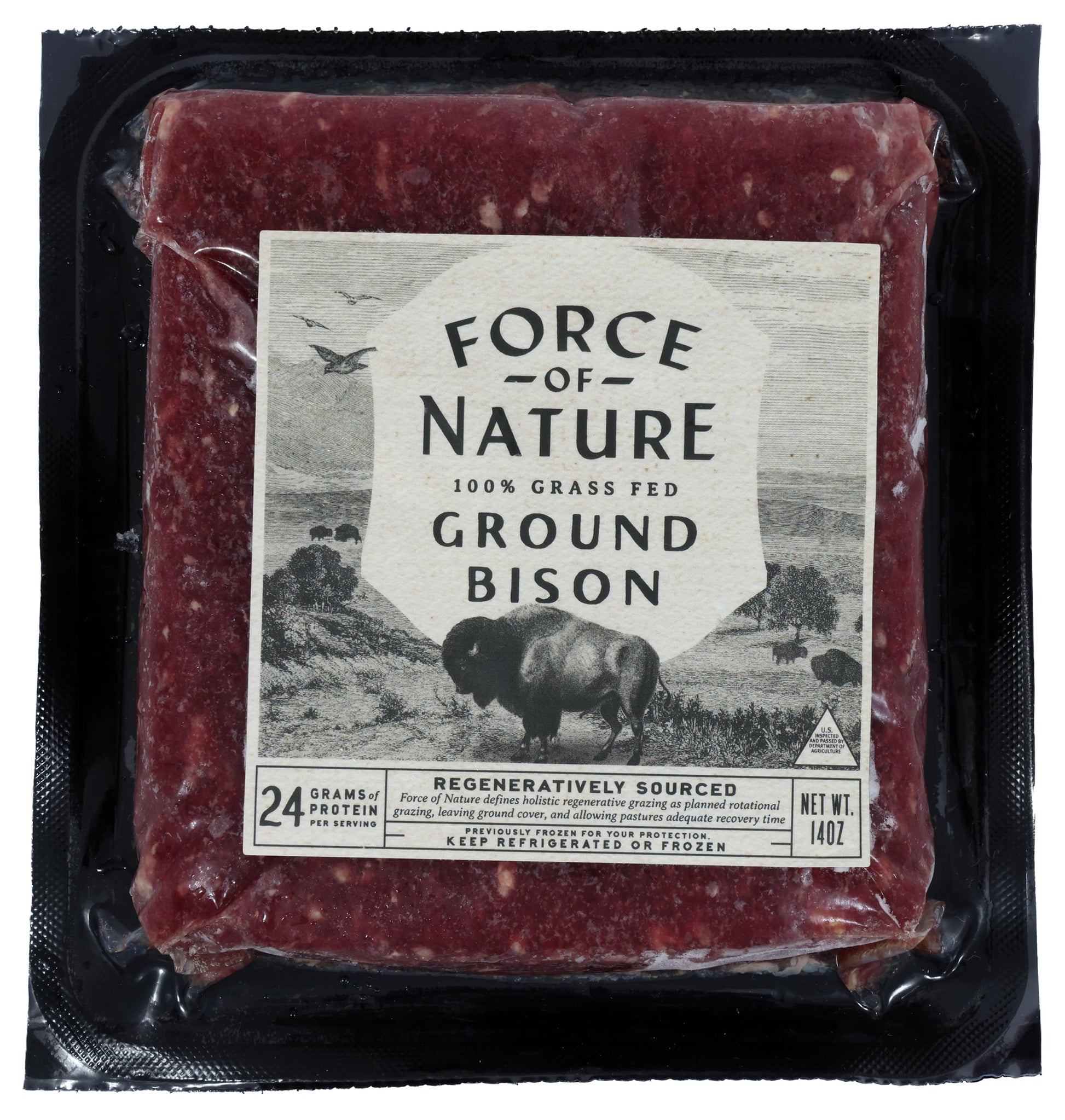 Force Of Nature Meats 100% Grass Fed, Regenerative Bison Grind, 14 oz