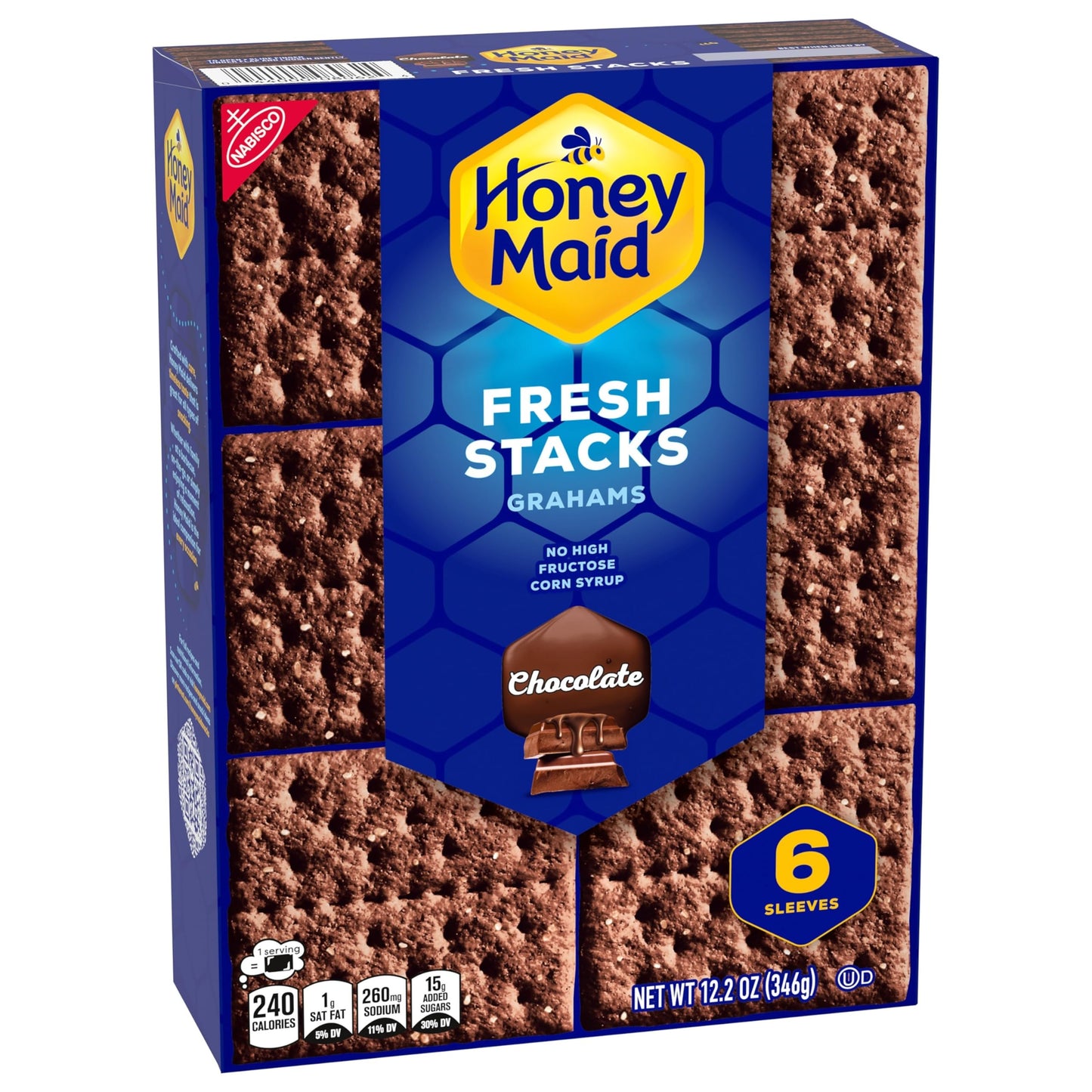 HONEY MAID Fresh Stacks Chocolate Graham Crackers, Bulk Travel Snacks, 6 Boxes (36 Multi Snack Packs)