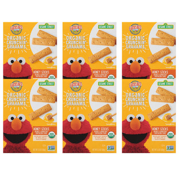 Earth'S Best Organic Kids Snacks, Sesame Street Toddler Snacks, Organic Crunchin' Grahams For Toddlers 2 Years And Older, Honey 