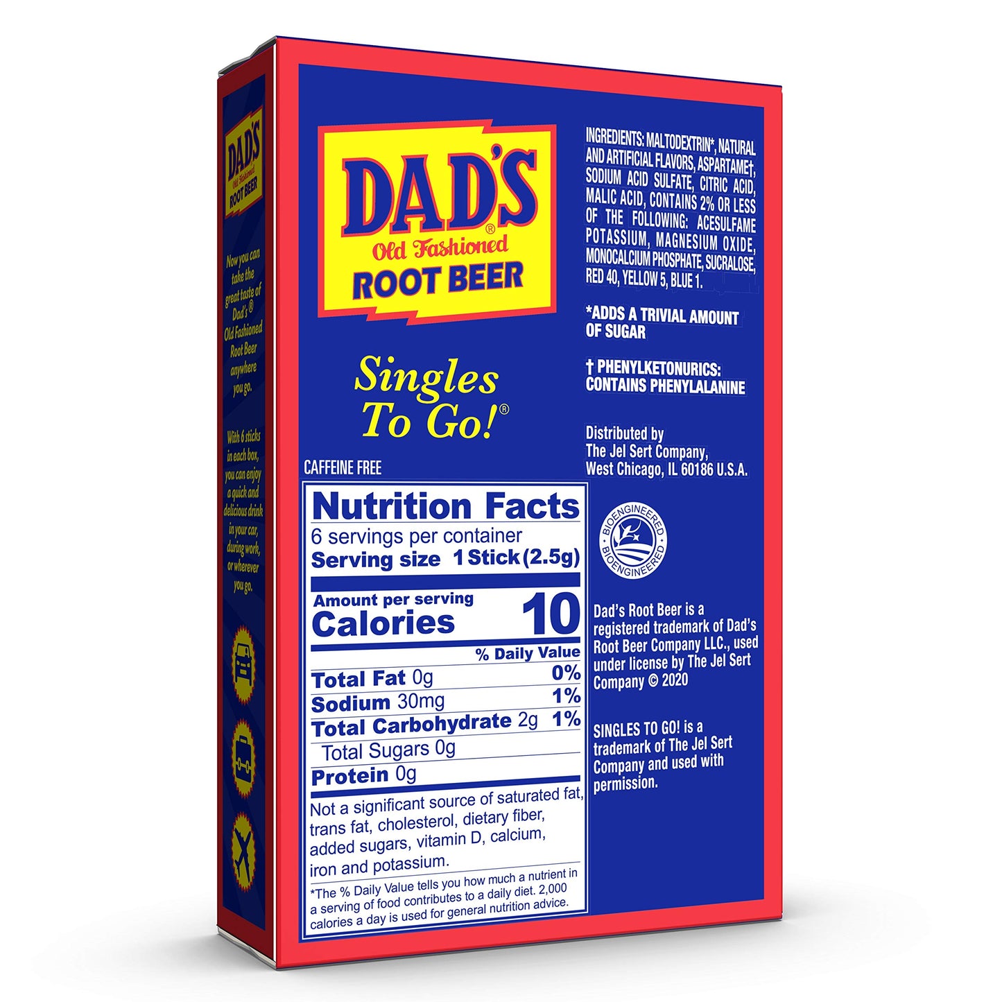 SINGLES TO GO! Sugar Free Root malt-inspired Drink Mix, 6 Sticks Per Box, Pack of 12, 0.67 Ounce