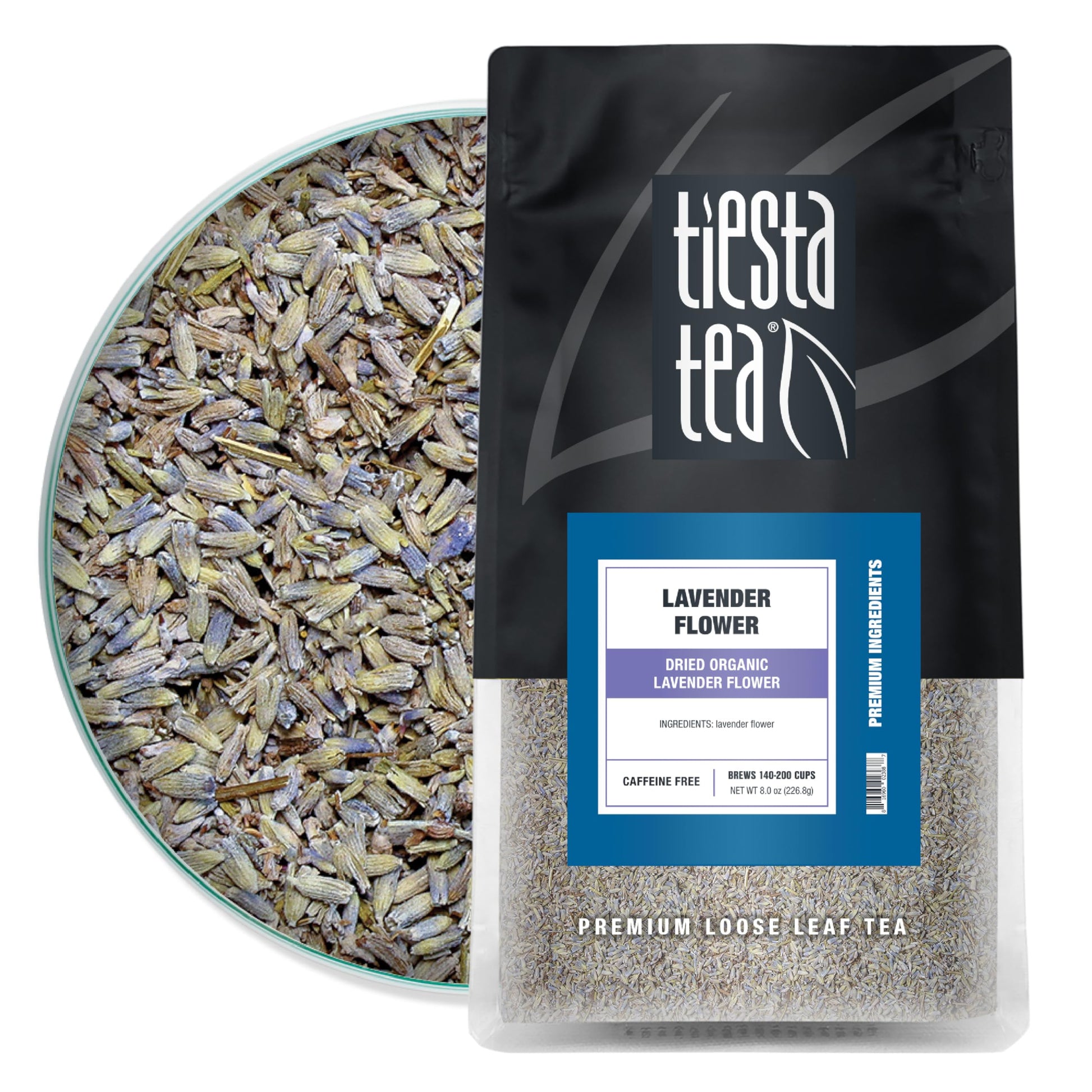 Tiesta Tea Dried Organic Lavender Flower Loose Leaf Non-Caffeinated Blend Bulk Pouch - 200 Cups