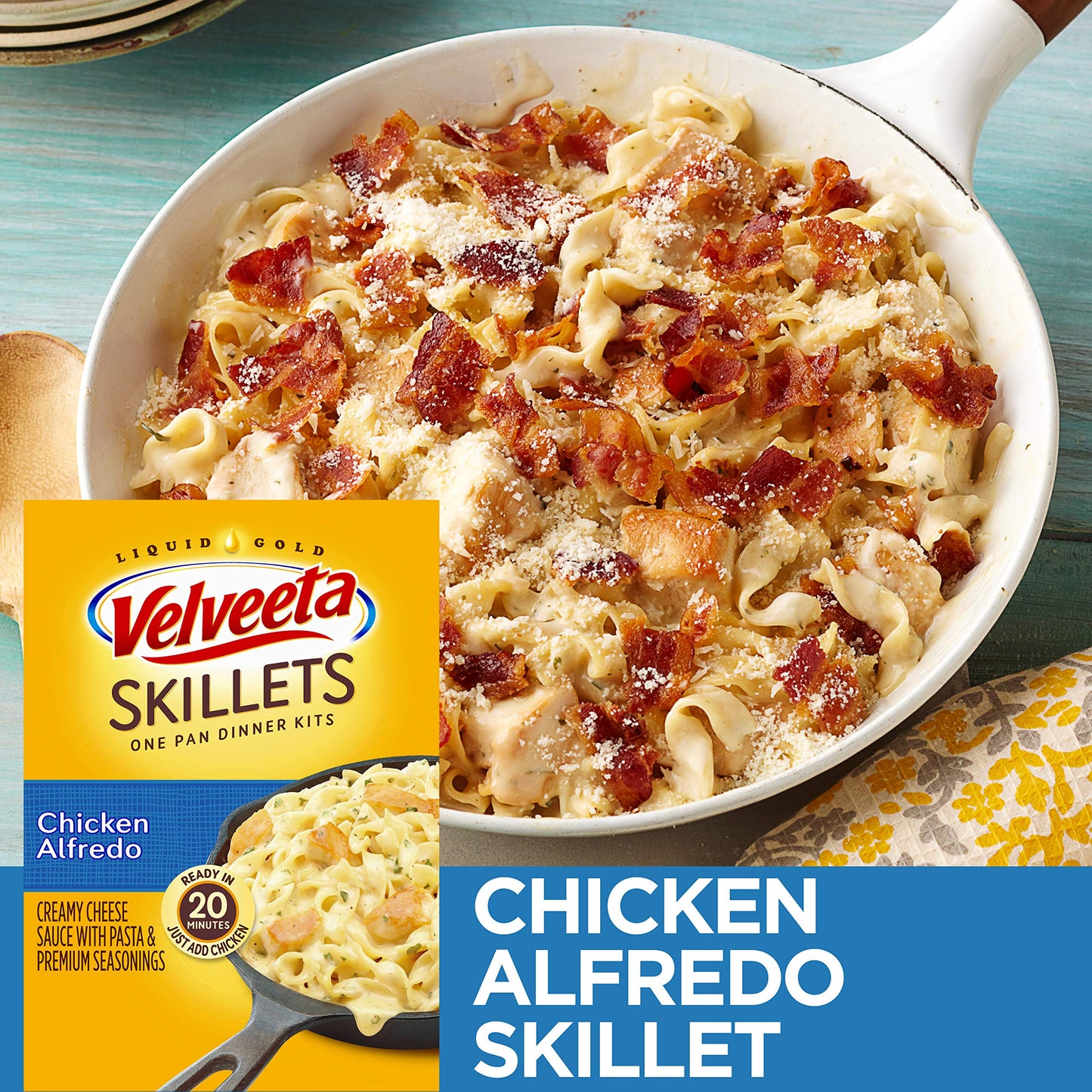 Velveeta Skillets Chicken Alfredo One Pan Dinner Kit With Cheese Sauce (Pasta & Seasonings, 6 Ct Pack, 12.5 Oz Boxes)