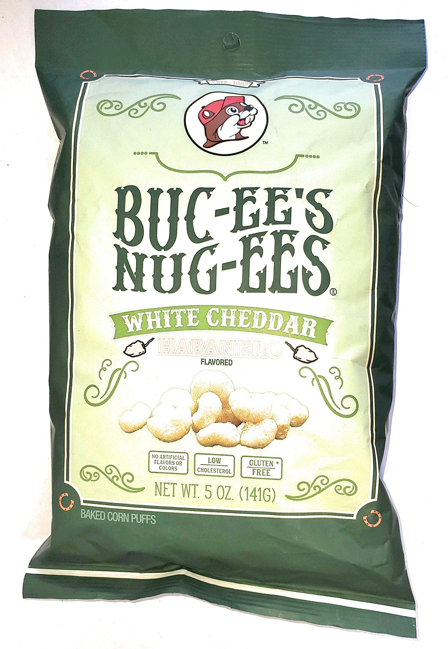 Buc-Ee'S Nug-Ees: White Cheddar Habanero Flavored Powdery Cheese-Flavored Beaver Nuggets Sweet Corn Puff Snacks From Texas, 1 Ba