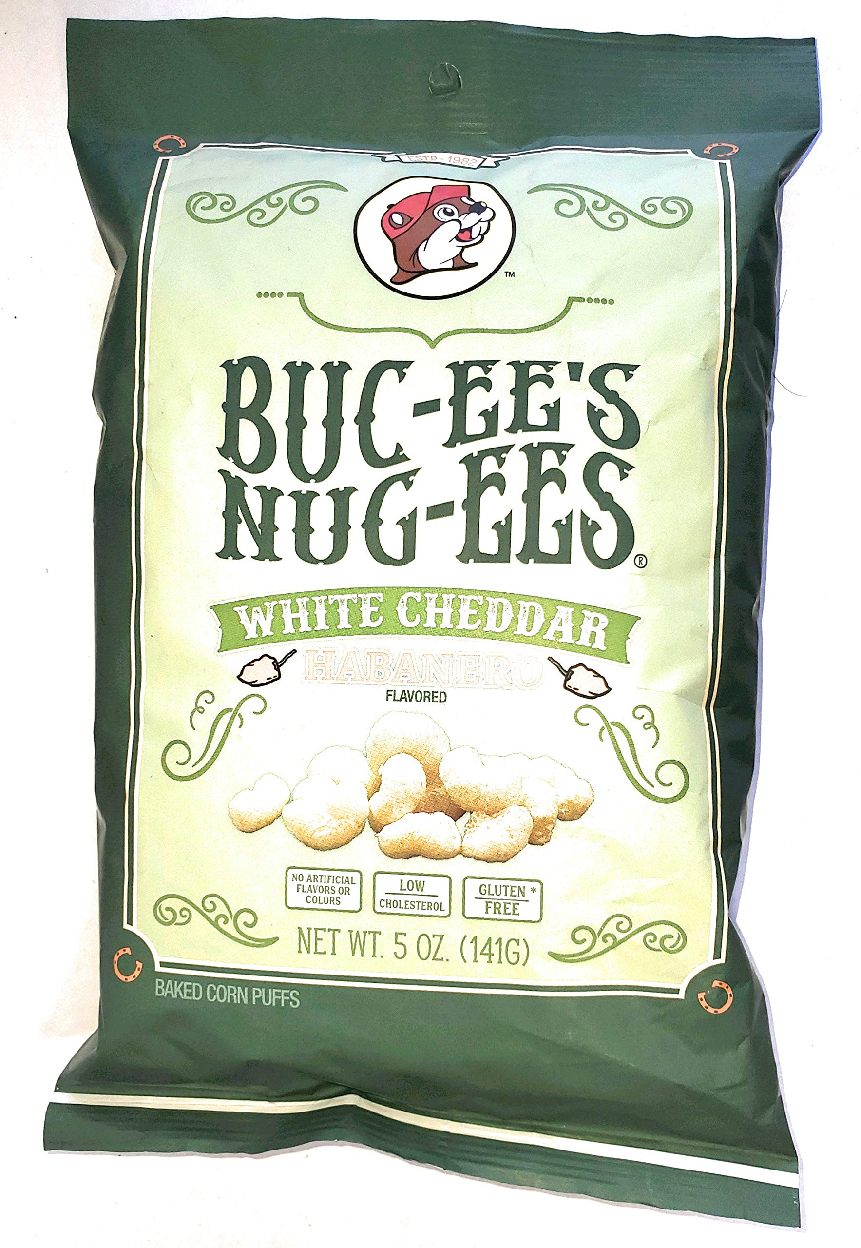 Buc-Ee'S Nug-Ees: White Cheddar Habanero Flavored Powdery Cheese-Flavored Beaver Nuggets Sweet Corn Puff Snacks From Texas, 1 Ba