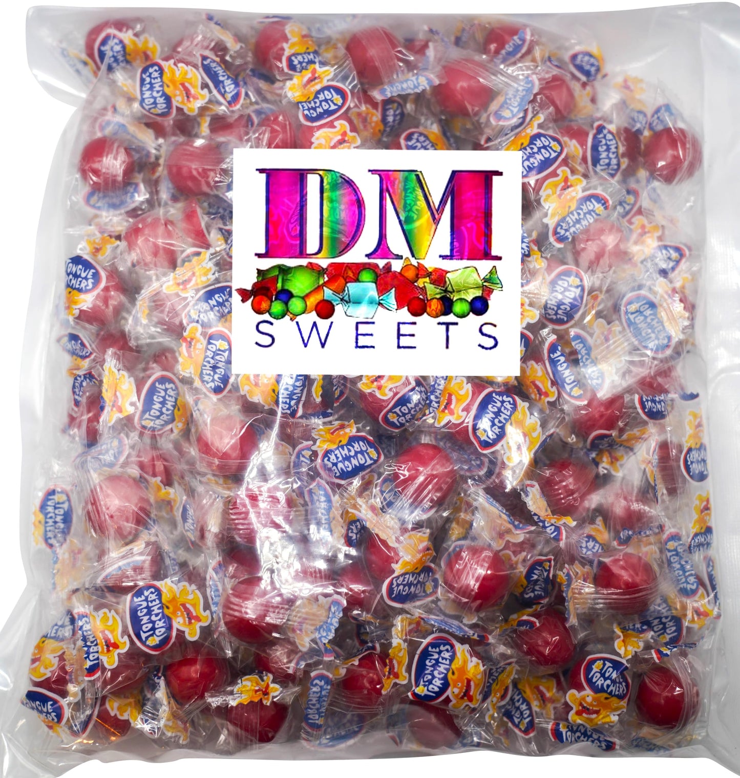 DM Sweets Tongue Torchers Hot Spicy Cinnamon Hard Candy - 100 Fiery Red Individually Wrapped Pieces, Perfect for Candy Lovers