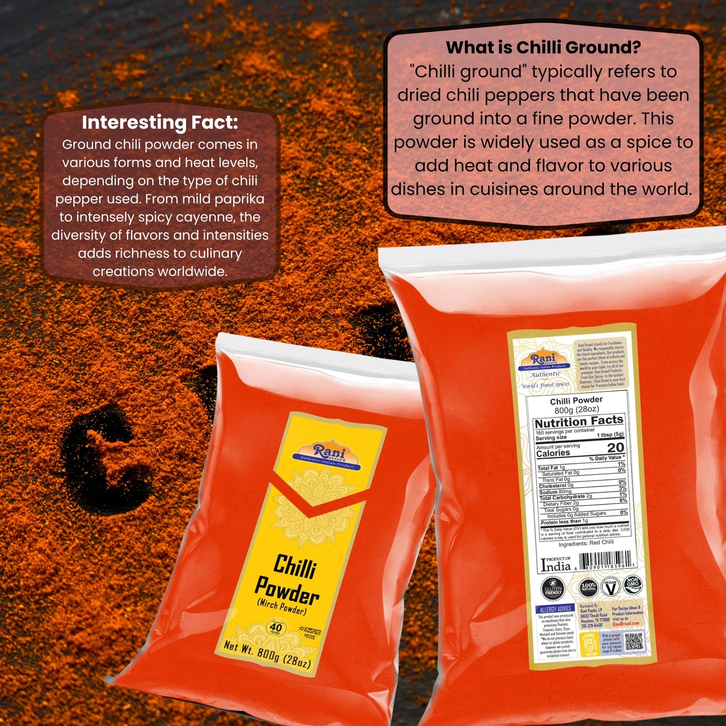 Rani Chilli Powder (Mirchi) Ground Indian Spice 28Oz (800G) ~ All Natural | Salt-Free | Vegan | No Colors | Gluten Friendly | No