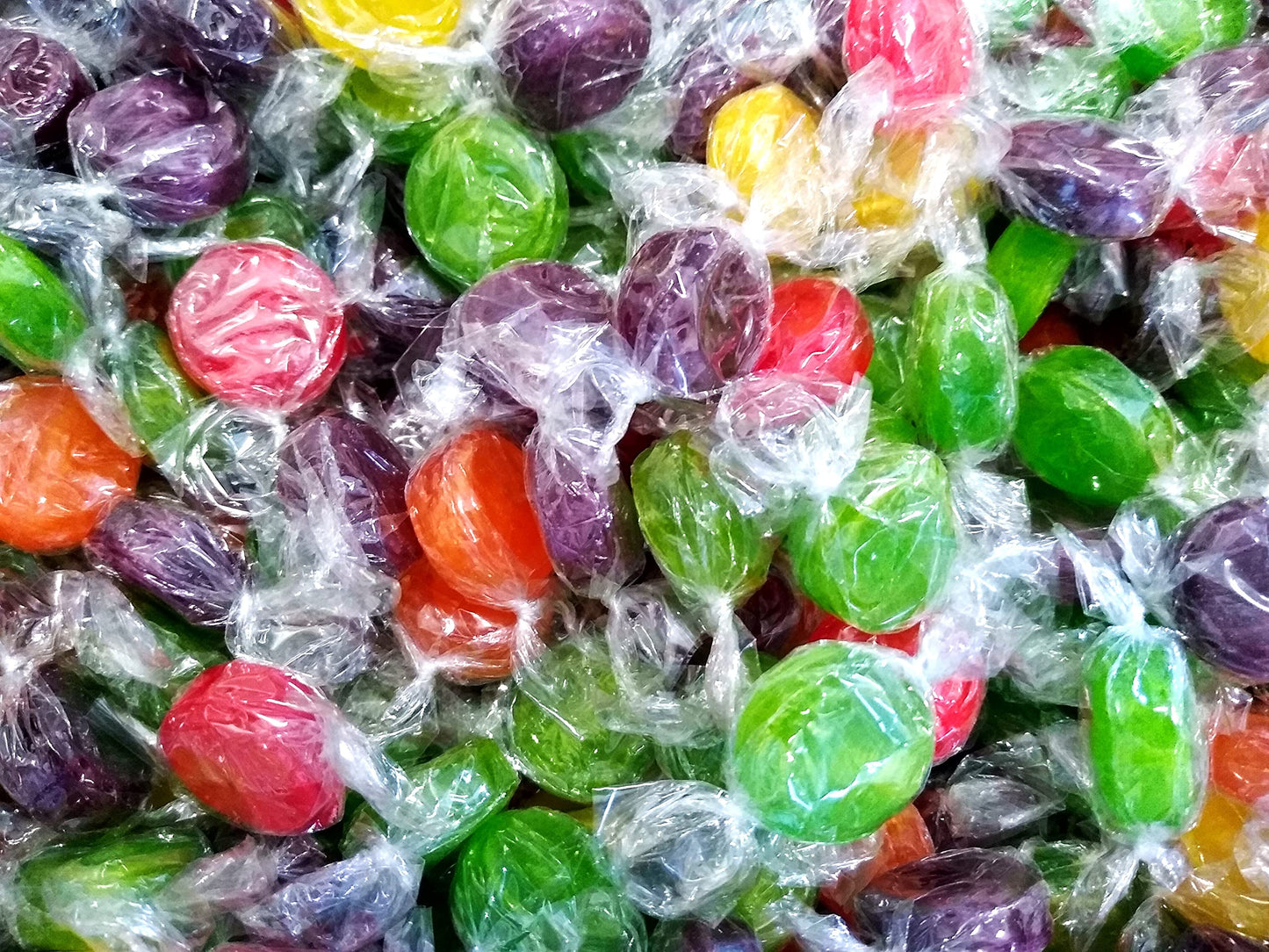 Assorted Fruit Buttons - 2 Lbs Of Bulk Individually Wrapped Cherry Orange Lemon Sour Apple Grape Hard Candy