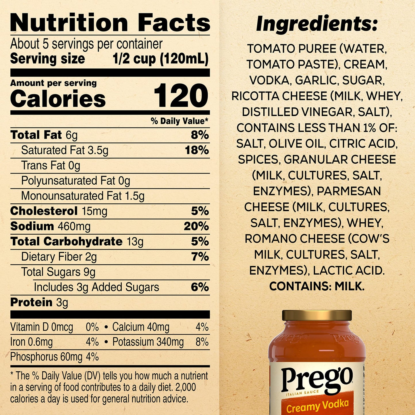 Prego Creamy spirit-inspired flavor Sauce, 24 OZ Jar, Pack of 6, 1.5 Pound Total Weight