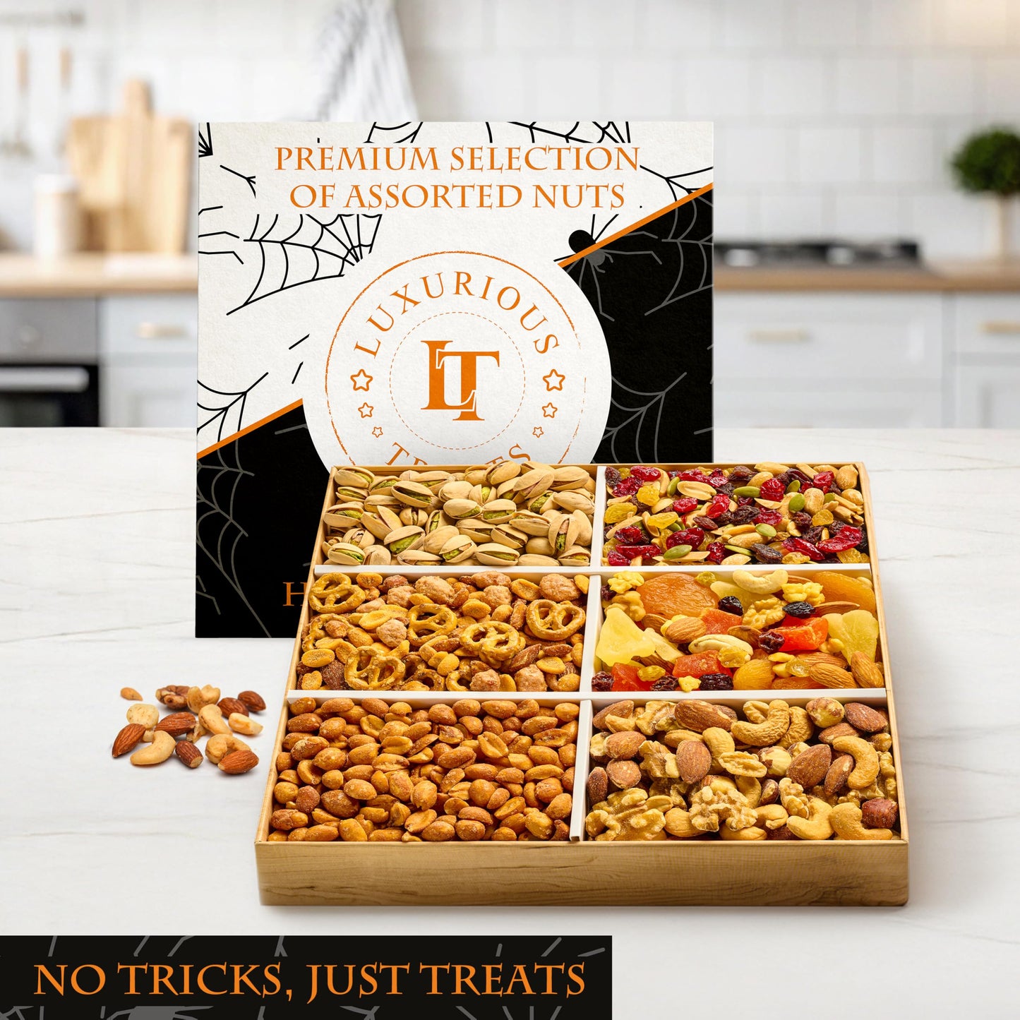Halloween Gifts Basket Nuts Gift Basket, Halloween   For Mature-Themed Gourmet Mixed Nuts Variety Pack, 6 Assortment Healthy Snack Tray Care Package For College Students Men And Women