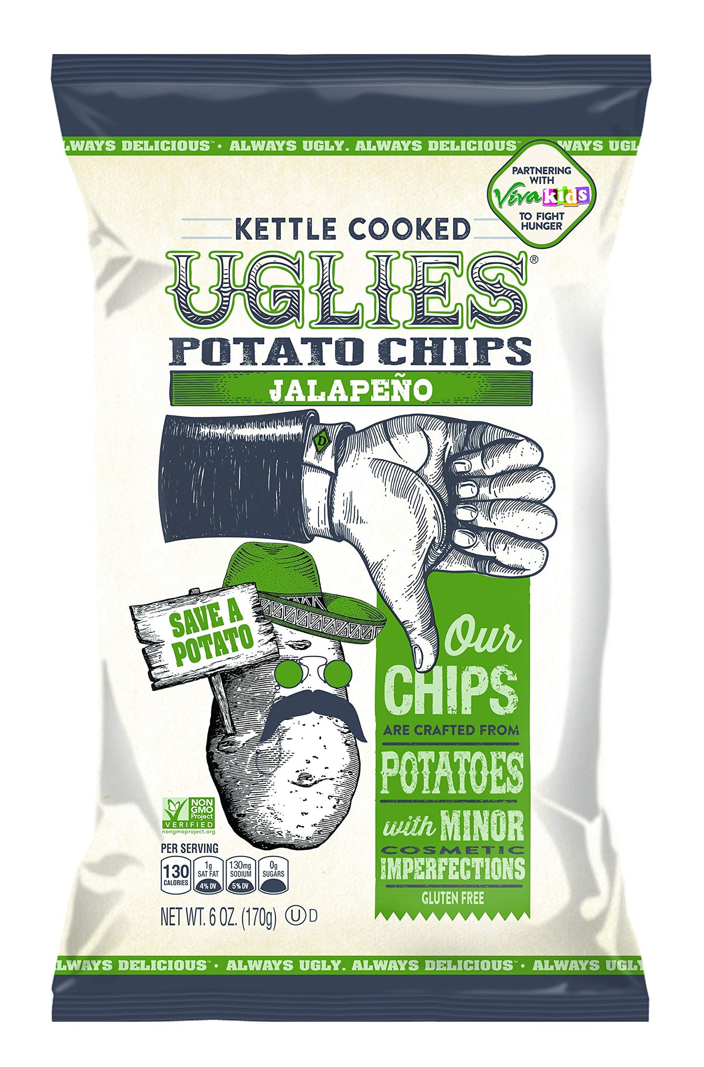 Uglies Snacks Jalapeno Potato Chips, 6 Oz