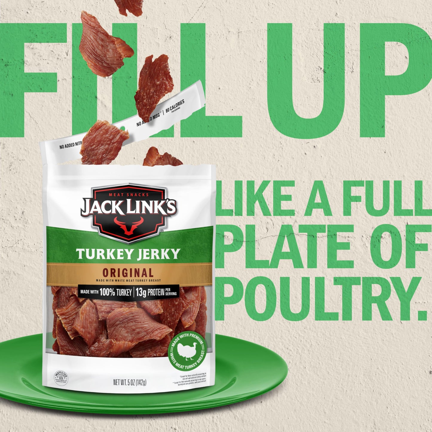 Jack Links Turkey Jerky, Original Flavor, 5 Oz, 13g Protein, Keto Friendly, Ready to Eat Snack
