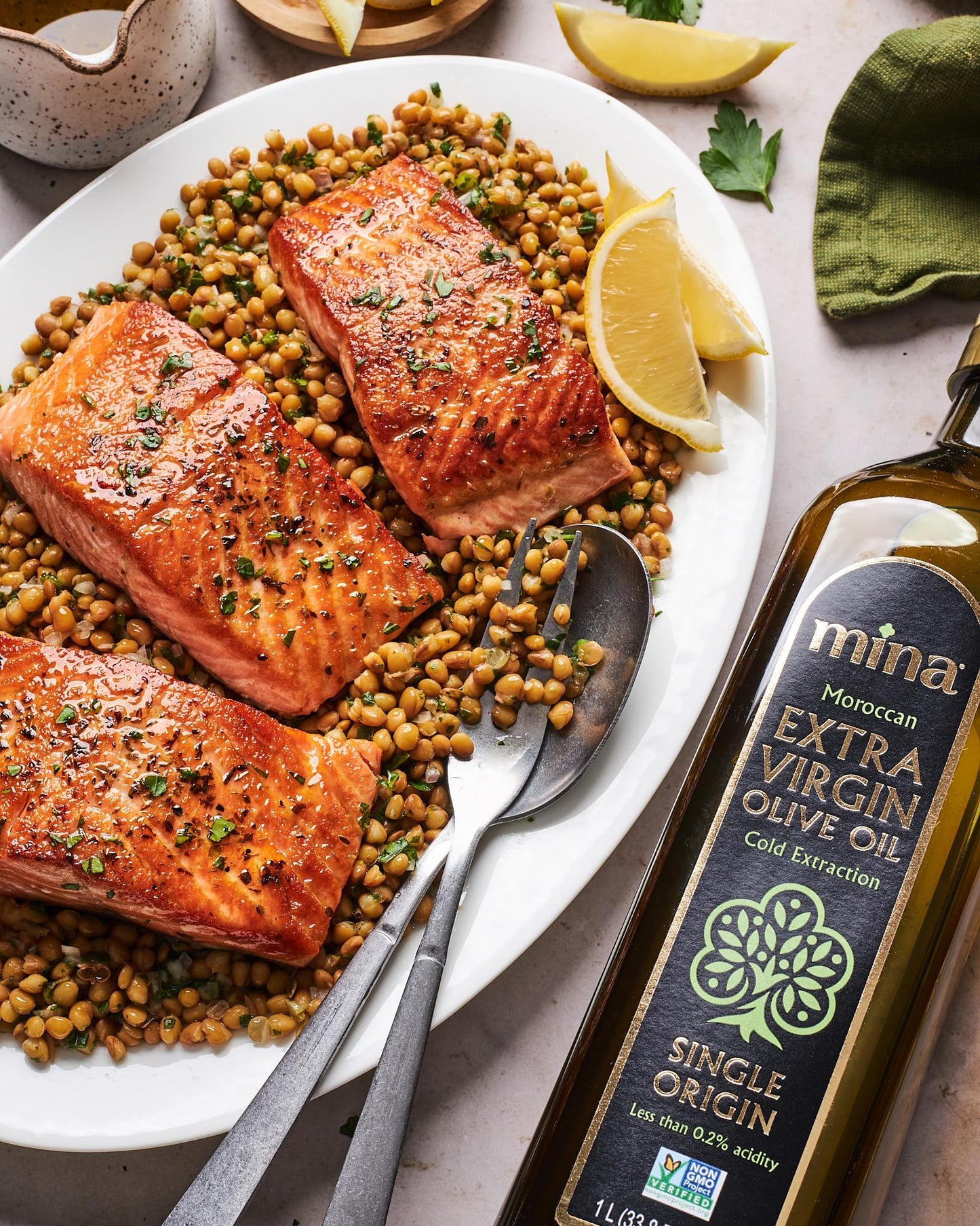 Mina Olive Oil Extra Virgin 16.9 Fl Oz, New Harvest, Polyphenol Rich Olive Oil for Cooking, Moroccan EVOO, Single Origin, Cold E
