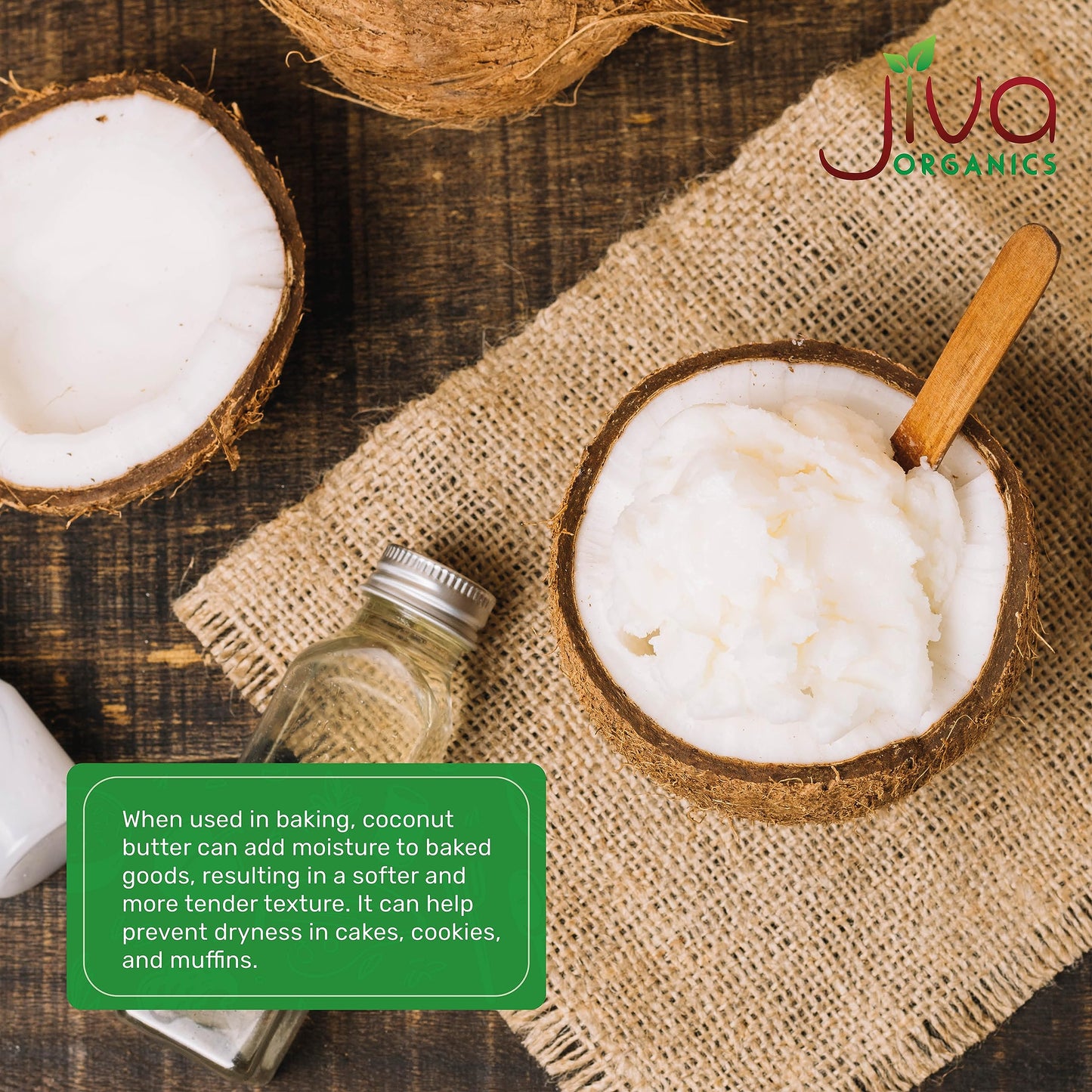 Jiva Organics Raw Organic Coconut Butter 16 Ounce Jar - Creamy, Unsalted