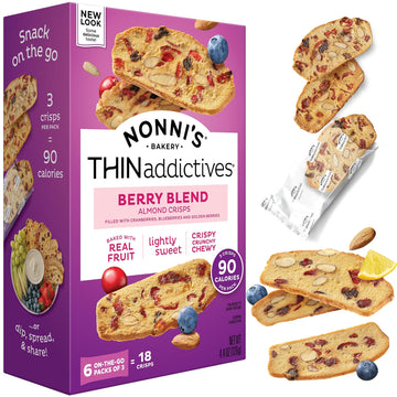 Nonni'S Thinaddictives Almond Thin Cookies - Berry Blend Almond Cookies - Almond Cookie Thins W/Cranberries Blueberries Goldenbe