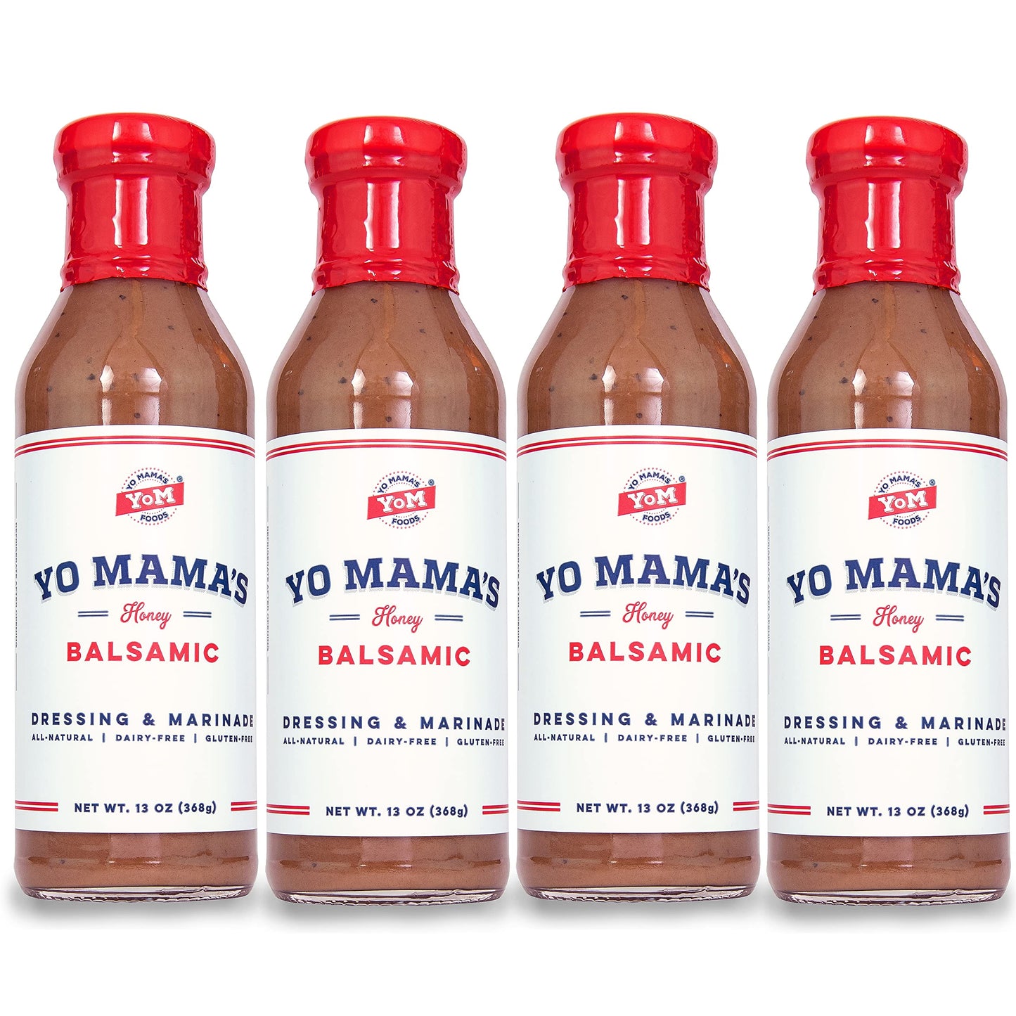 Gourmet Natural Balsamic Vinaigrette Dressing And Marinade By Yo Mamas Foods - Pack Of (4) - Low Carb, Low Sodium, And Gluten-Fr