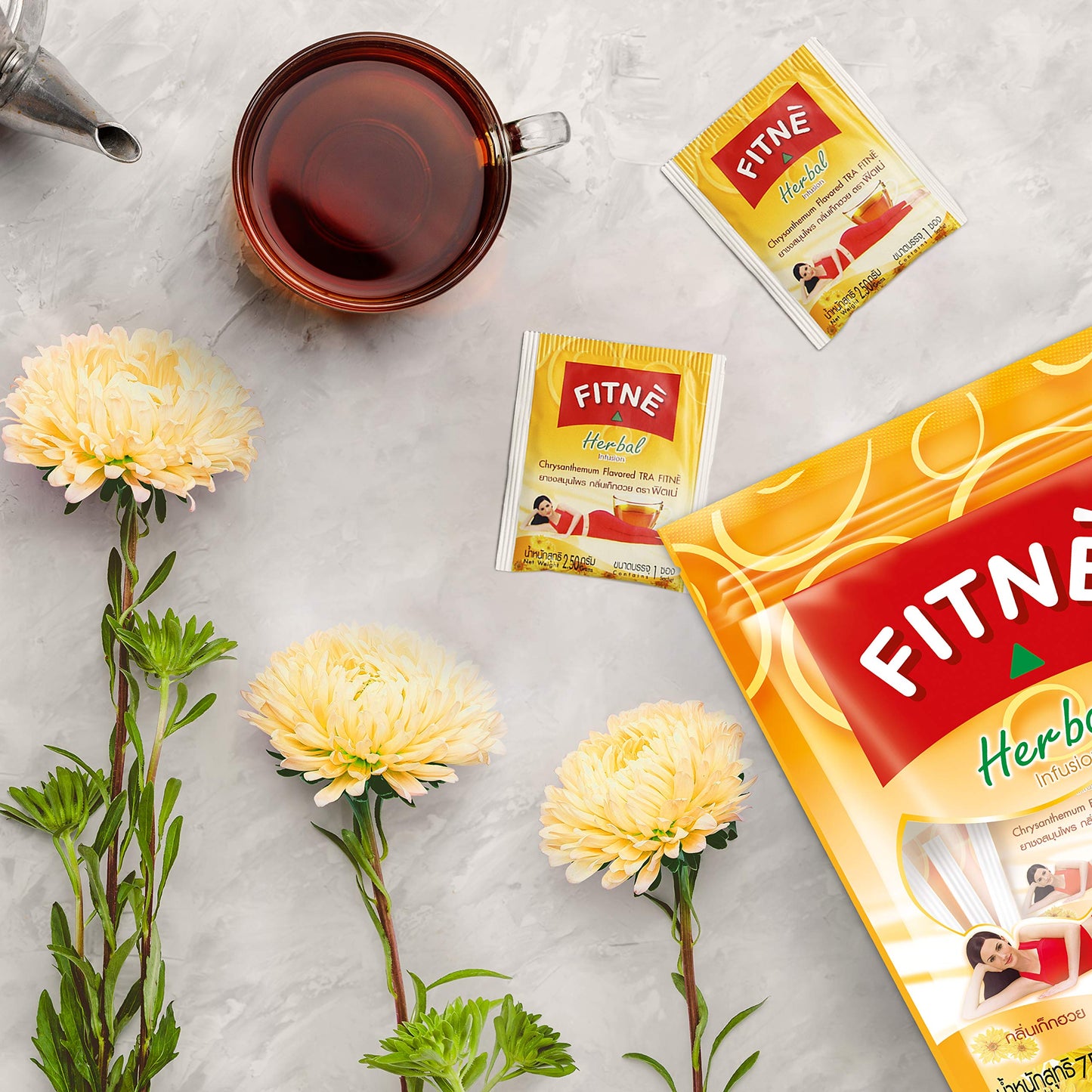 FITNÈ Chrysanthemum Herbal Tea - Senna Infusion, Caffeine Free, 30 Count, Gentle Detox Cleanse, Smooth Mild Soothing Beverage