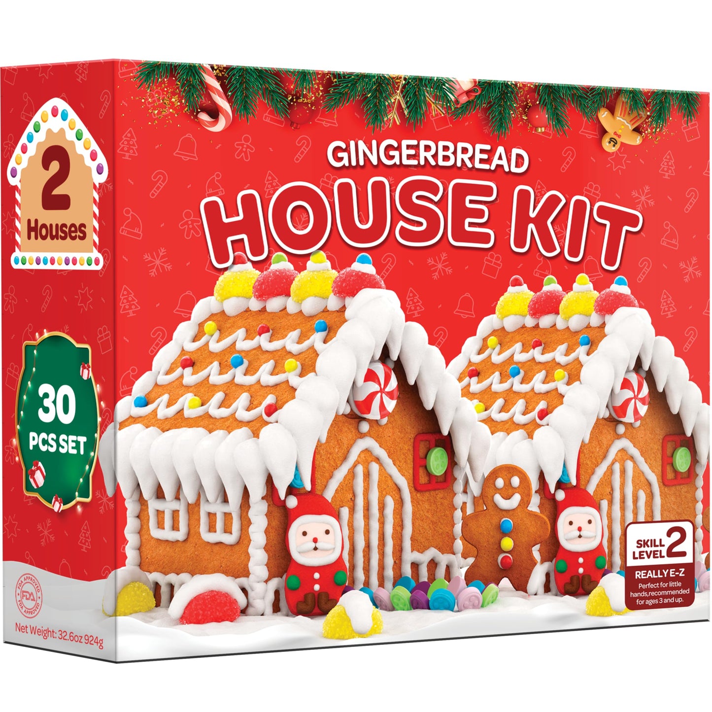 Gingerbread House kit [Set of 2] DIY Gingerbread House, Fun Holiday Activity for Kids, Ease Crafted Grooves Decor Kit of 2 House