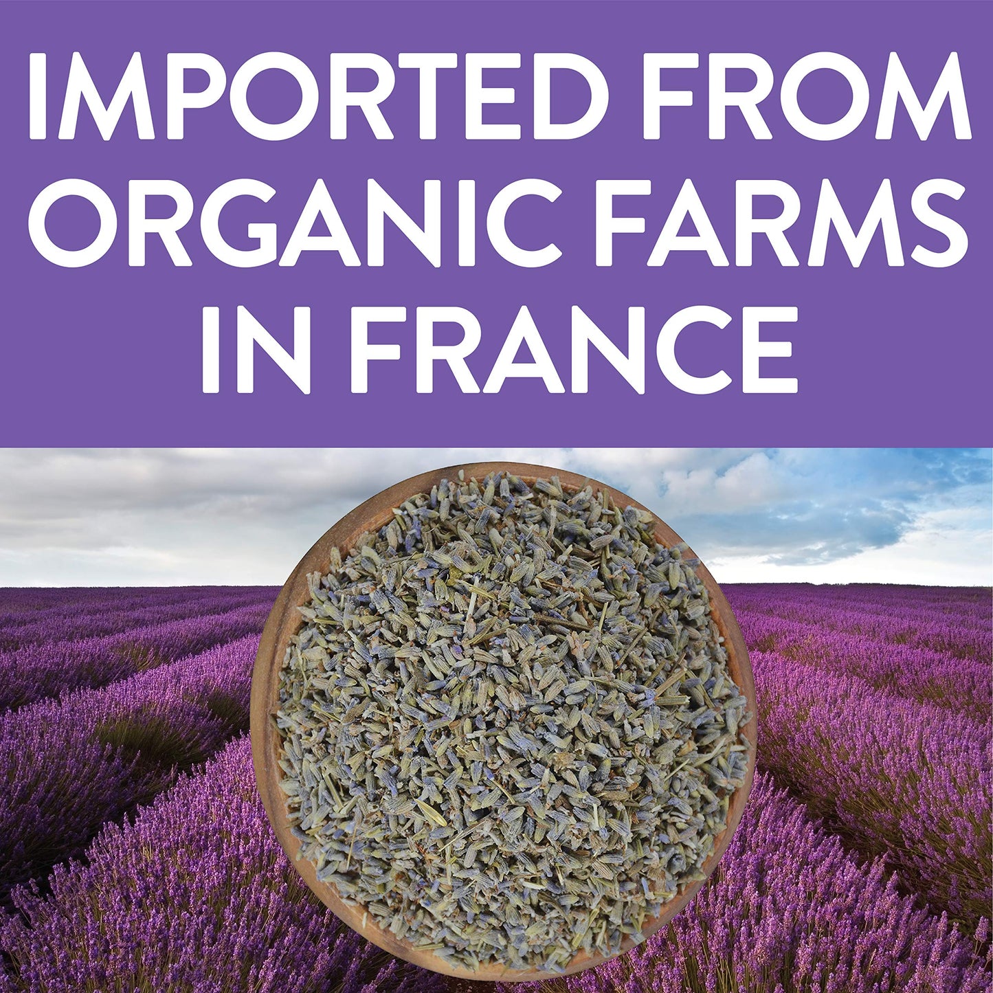 FGO Organic Dried Lavender Flowers, Extra Grade Dried Buds, Imported From France for Culinary or Sachet Bags, 4oz, Packaging May