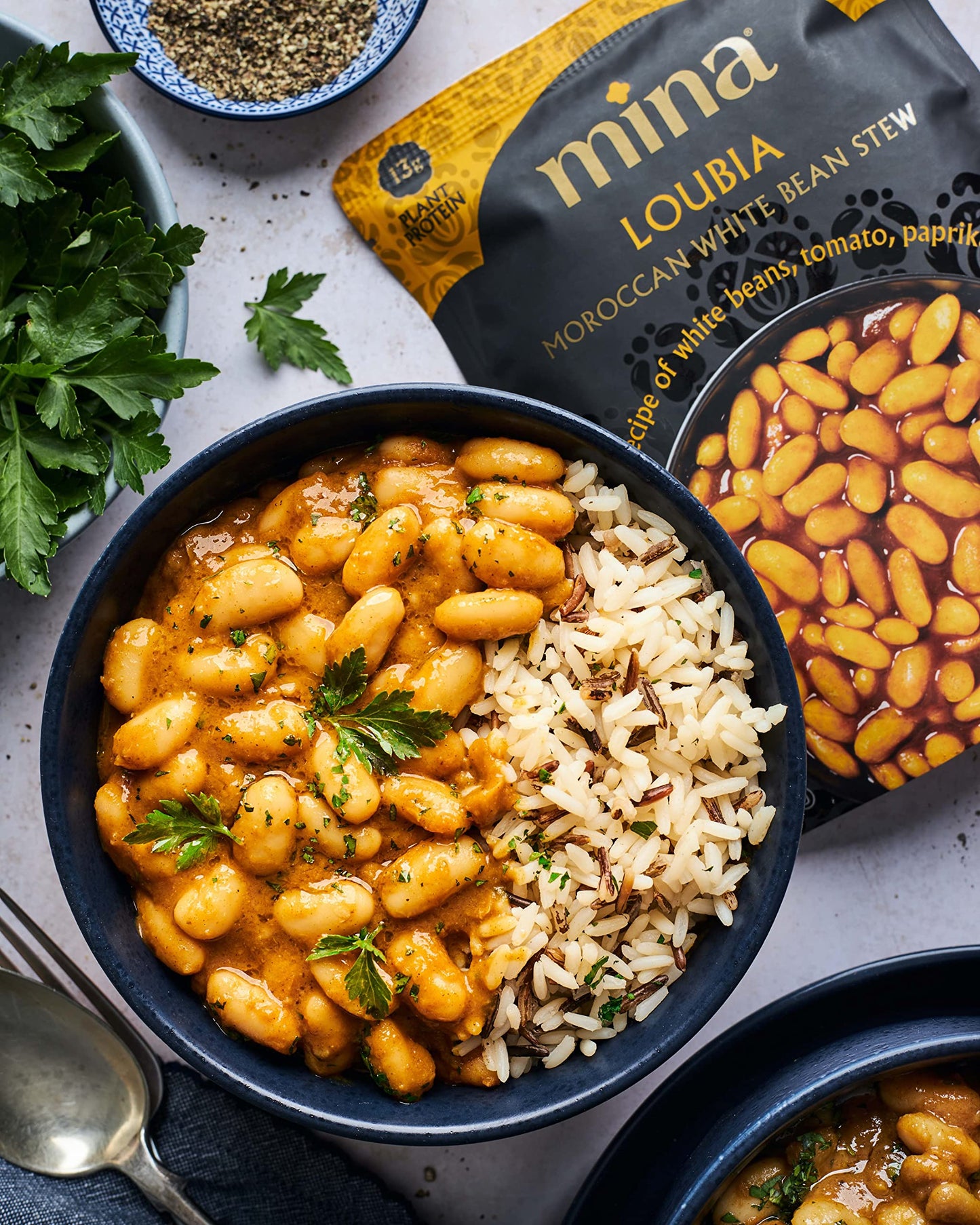 Mina Moroccan White Beans, Cannellini Beans, 10 oz (Pack of 6) Ready to Eat, Plant Protein, Vegan, Non-GMO, Gluten Free Healthy