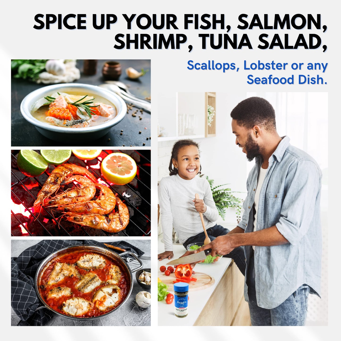 My Secrets Peggys Food Tasty Seafood Seasoning Blend - Low Sodium Spice Seasoning Mix - Natural Seafood Herb Spice Seasoning Wit