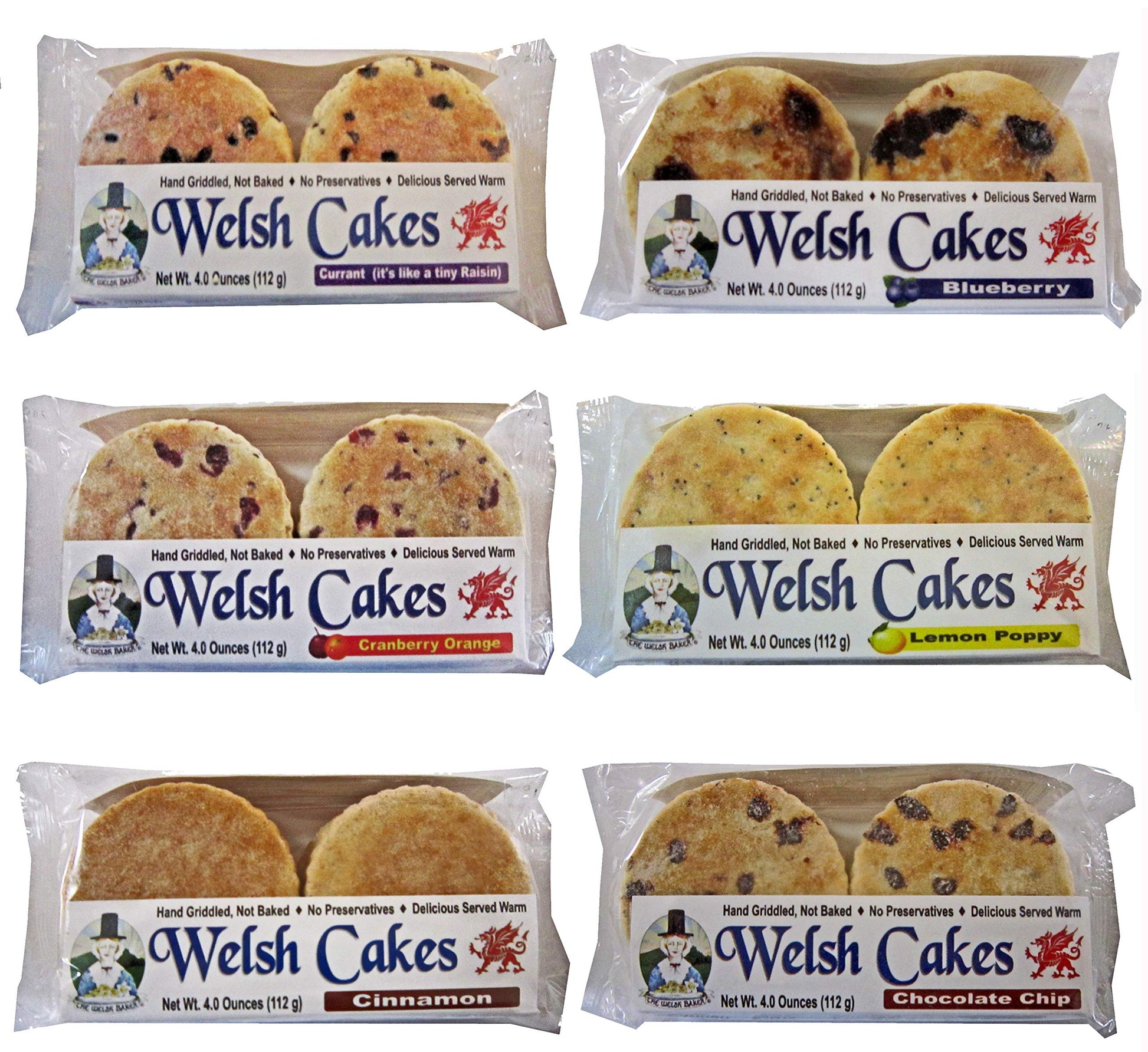 Welsh Baker Welsh Cakes - 6 Flavor Variety Box - 24 Cakes